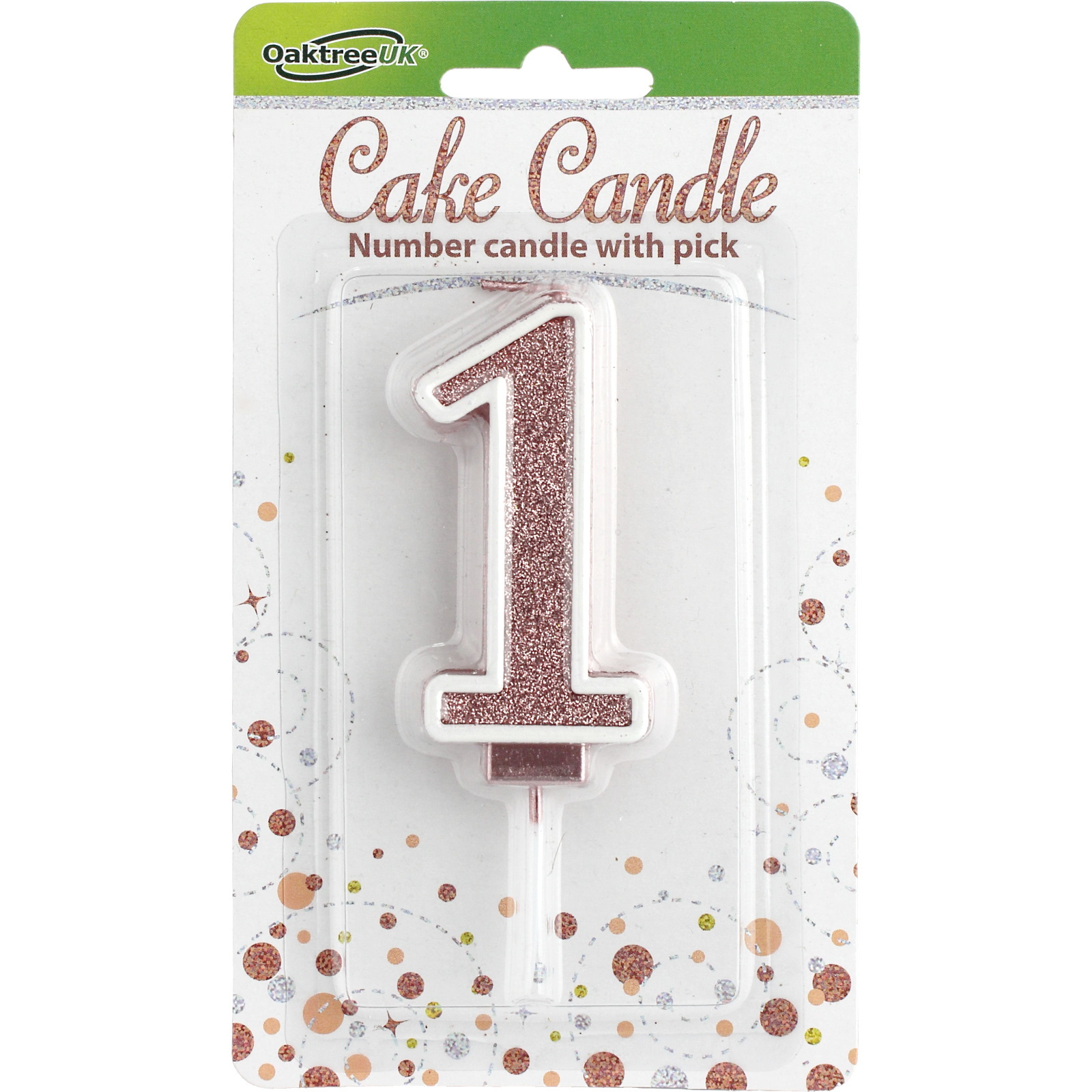 Sparkling Fizz Rose Gold Glitter Number 1 Candle | Rose Gold Coloured