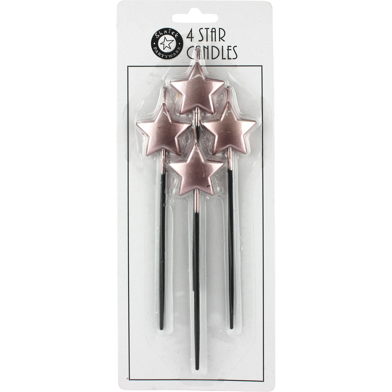 Rose Gold Metallic Star Candles (Pack of 4)