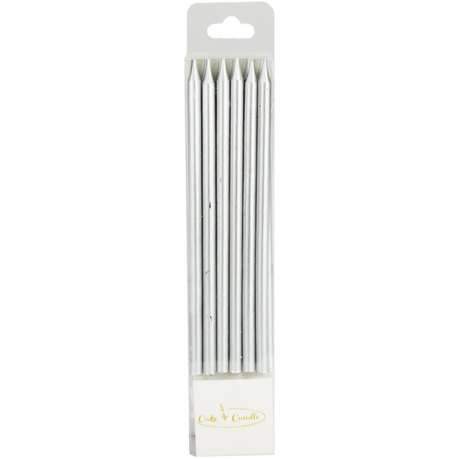 Metallic Silver Tall Birthday Candles (Pack of 12) 