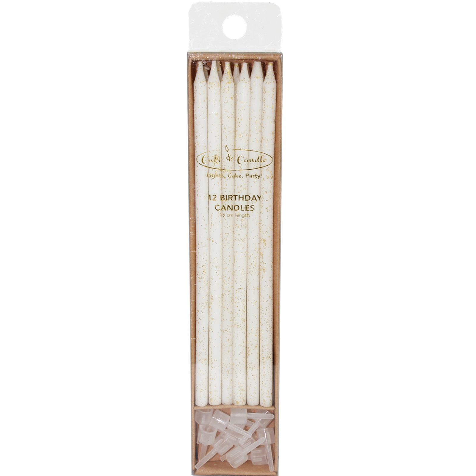 White & Gold Glitter Birthday Candles (Pack of 12)