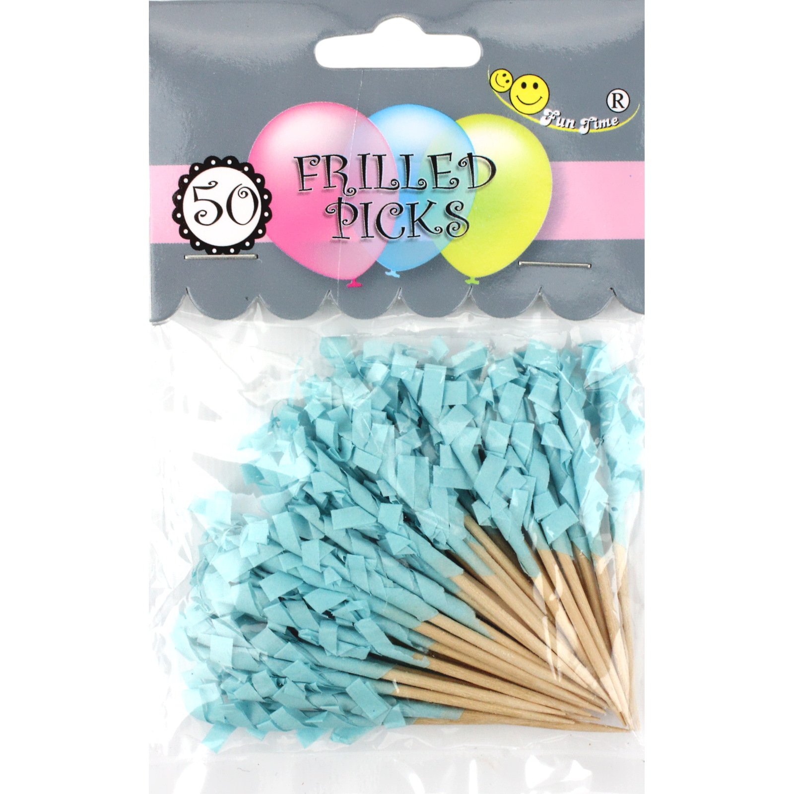 Light Blue Frilled Picks (Pack of 50)