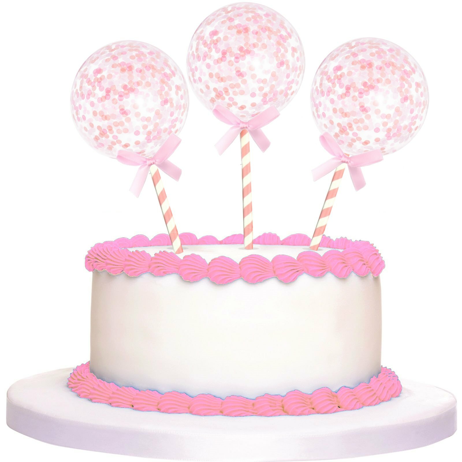 Light Pink Mini Confetti Balloon Cake Toppers (Pack of 5)