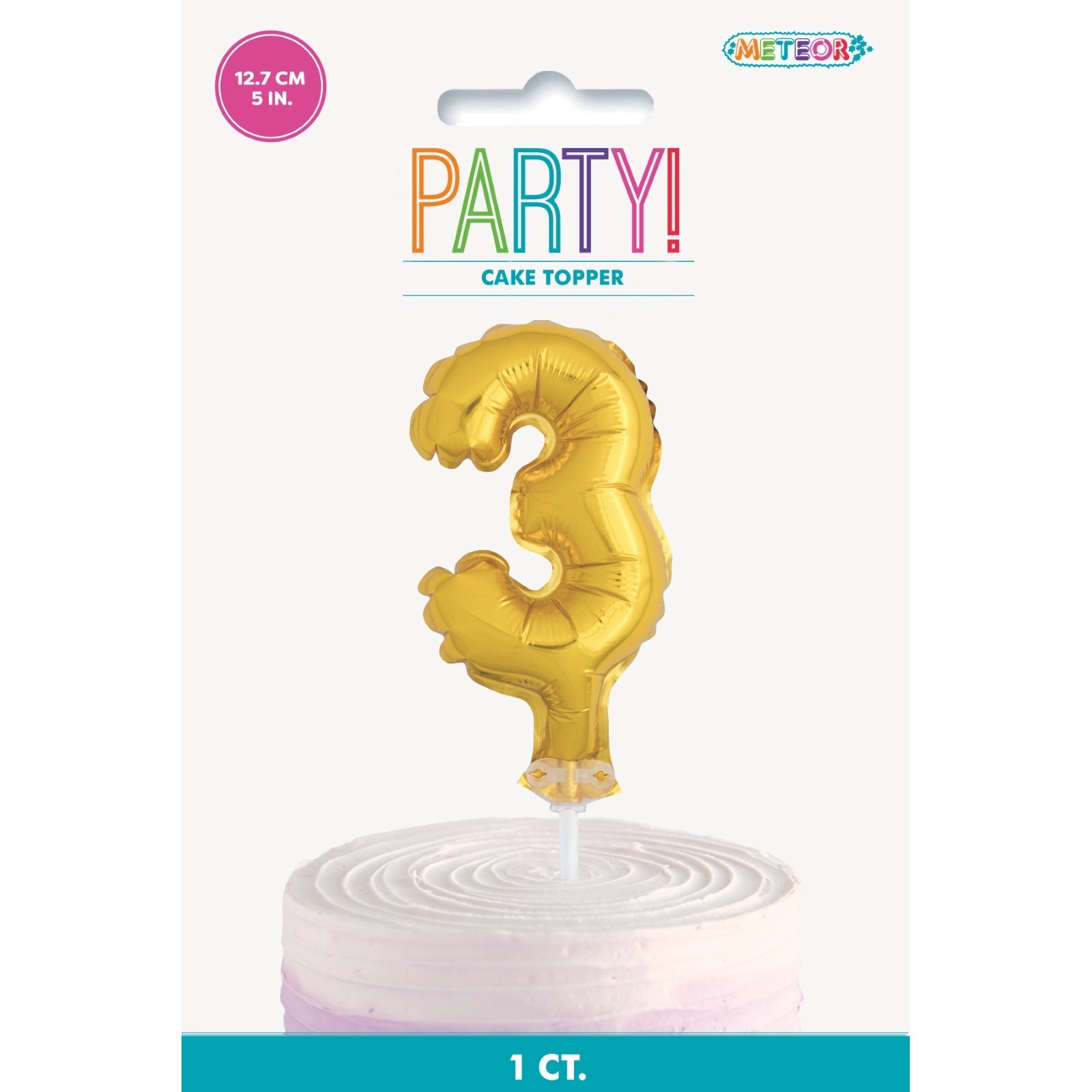 Gold Number 3 Balloon Cake Topper