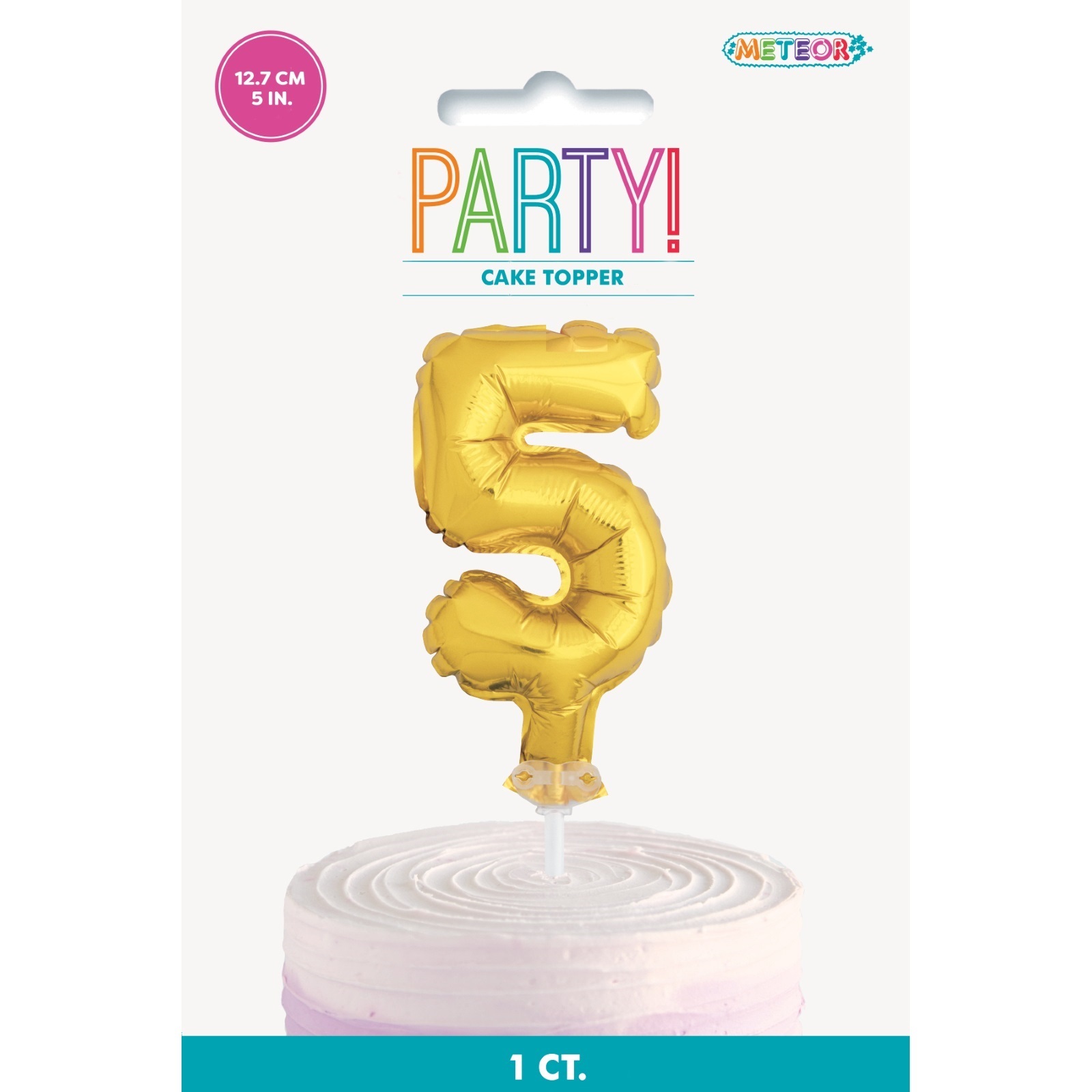 Gold Number 5 Balloon Cake Topper
