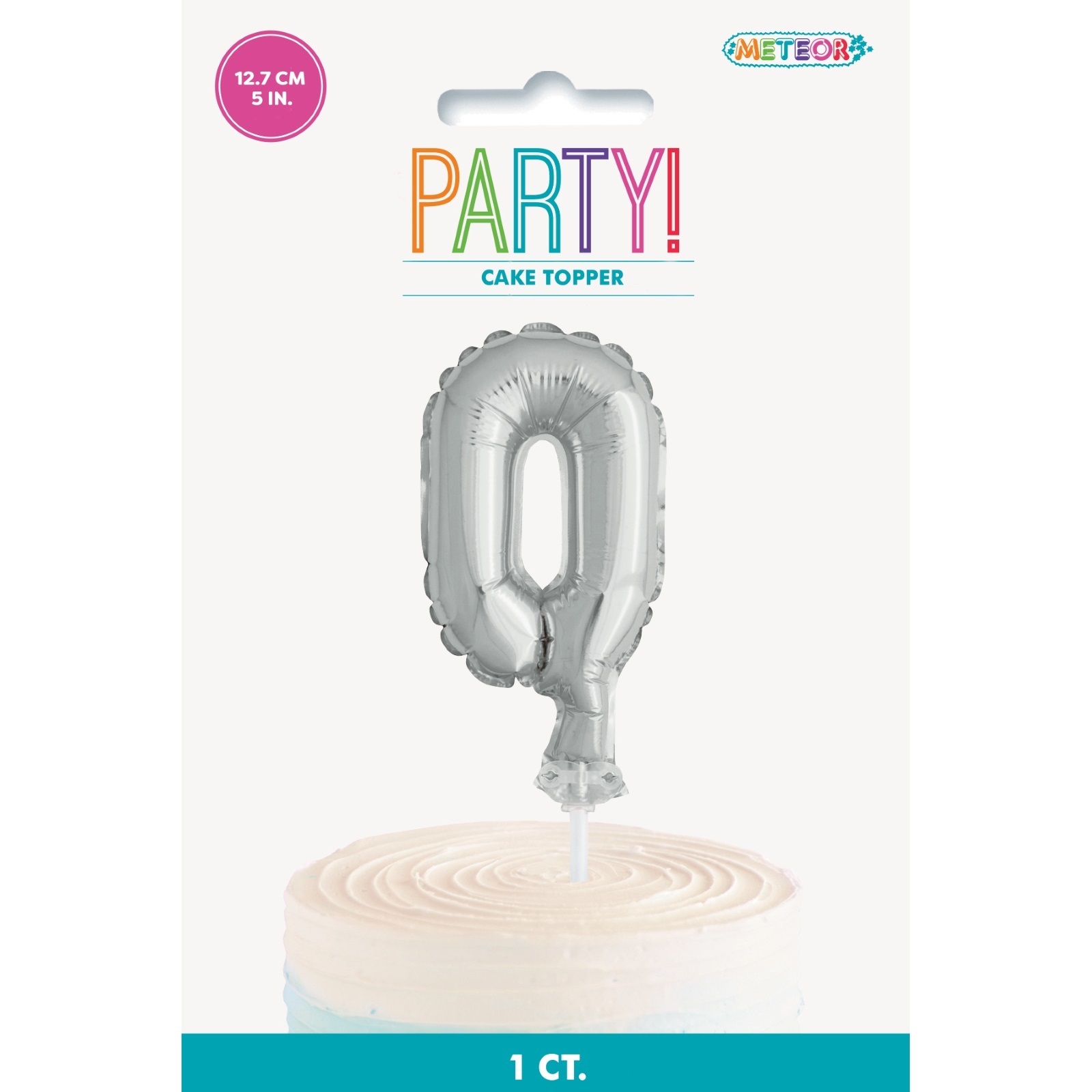 Silver Number 0 Balloon Cake Topper