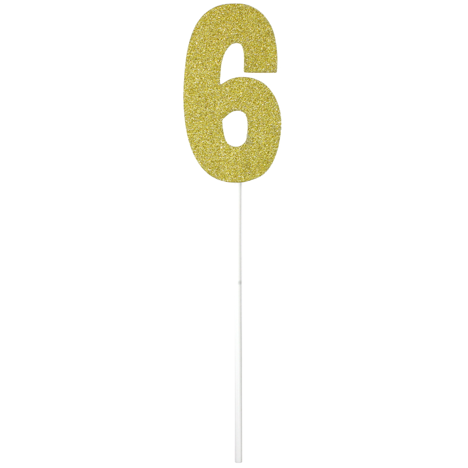Gold Glitter Number 6 Cake Topper