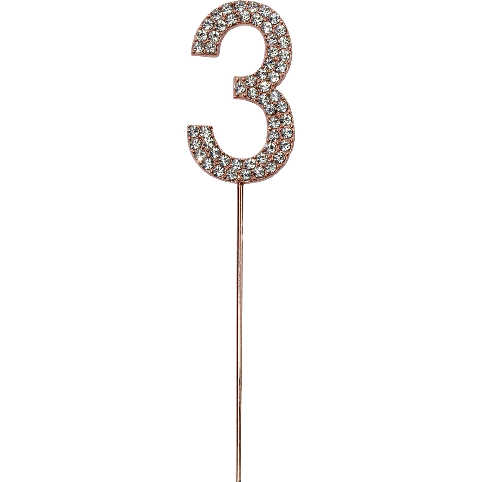 Rose Gold & Diamante Number 3 Cake Topper 