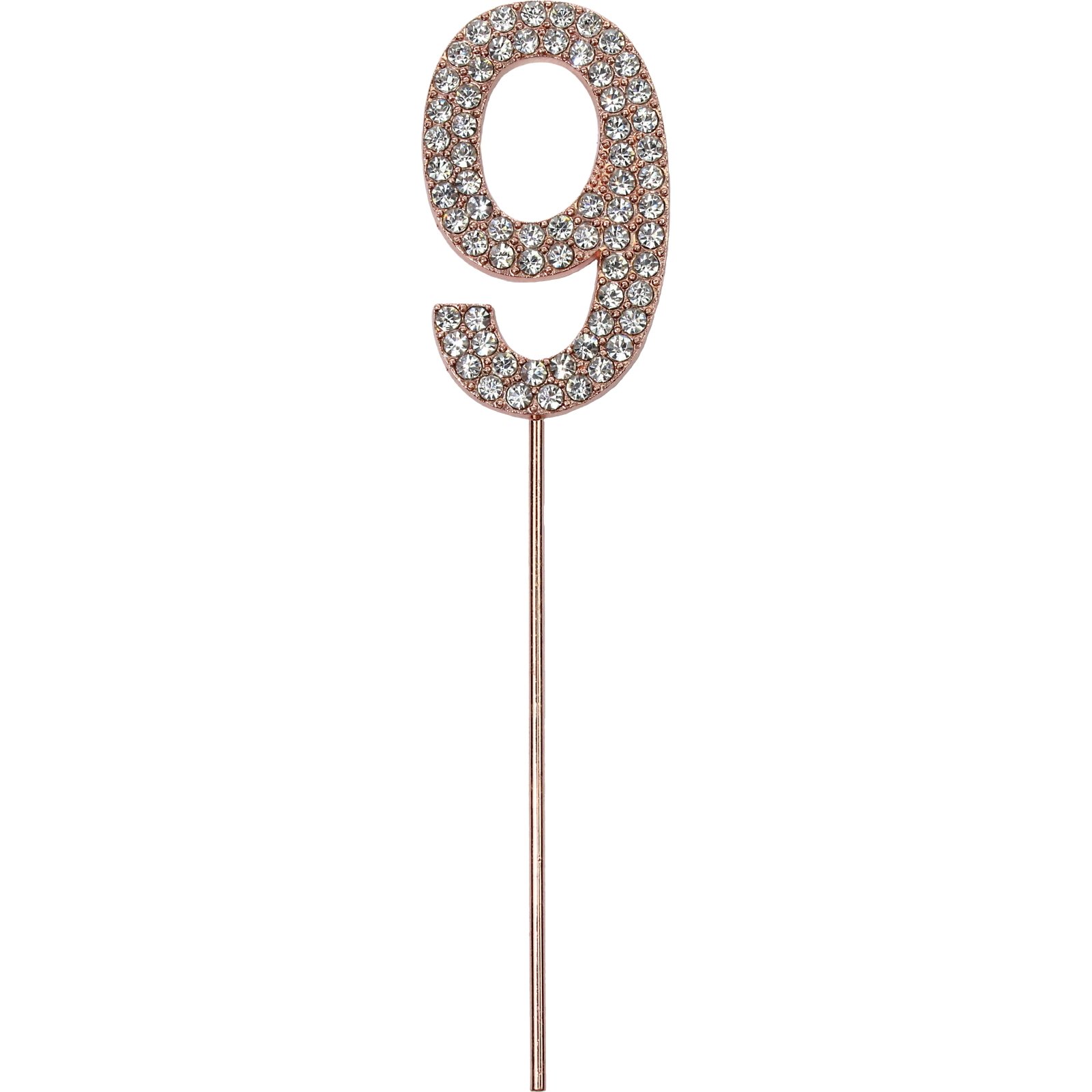 Rose Gold & Diamante Number 9 Cake Topper 