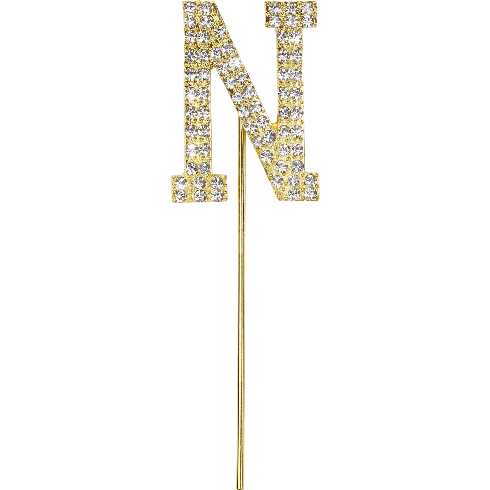 Gold Diamante Letter N Cake Topper 