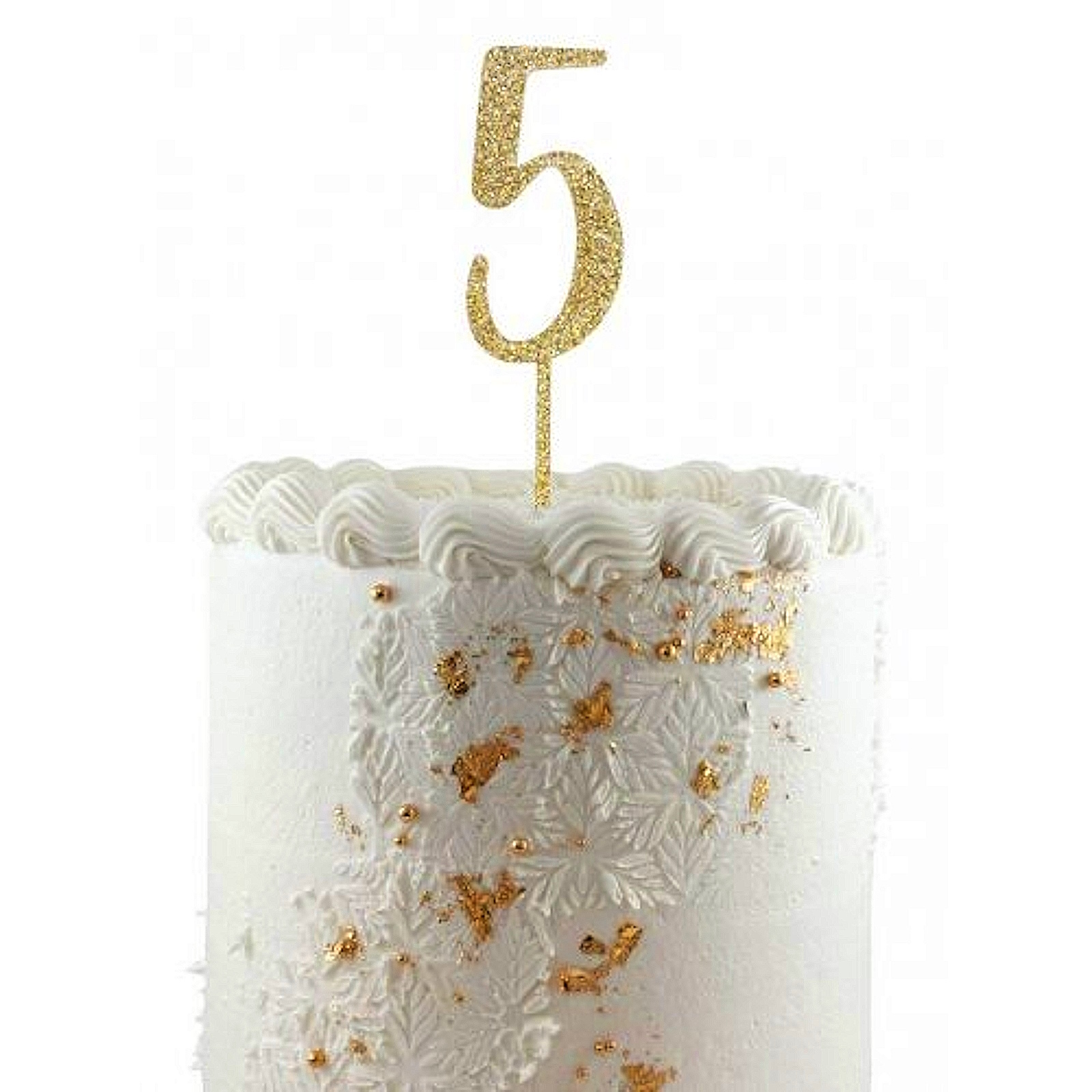 Glitter Gold Acrylic Number 5 Cake Topper