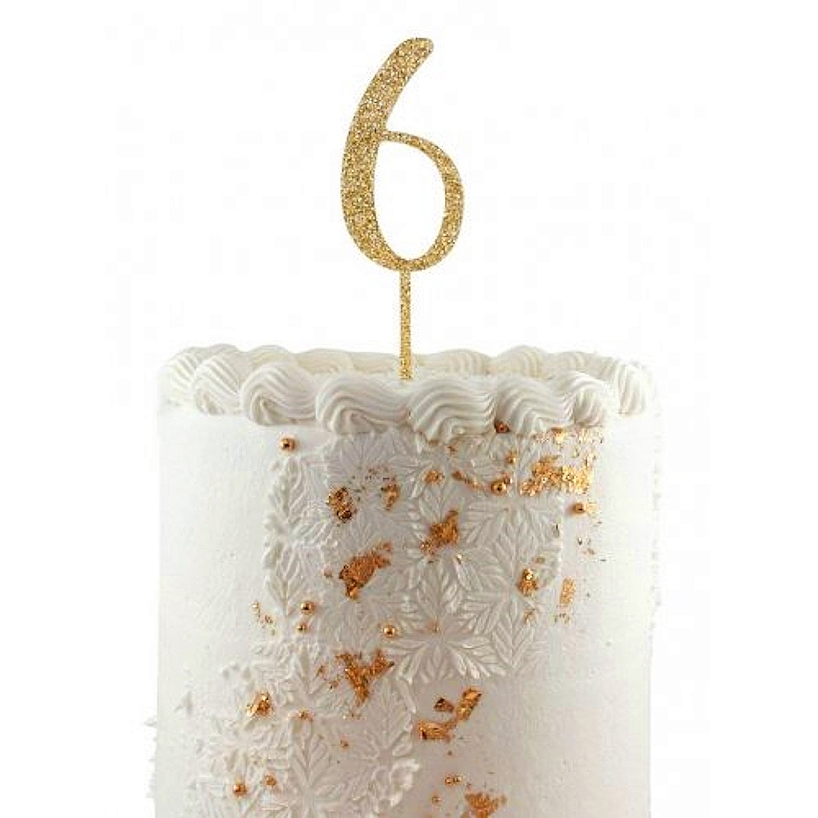 Glitter Gold Acrylic Number 6 Cake Topper