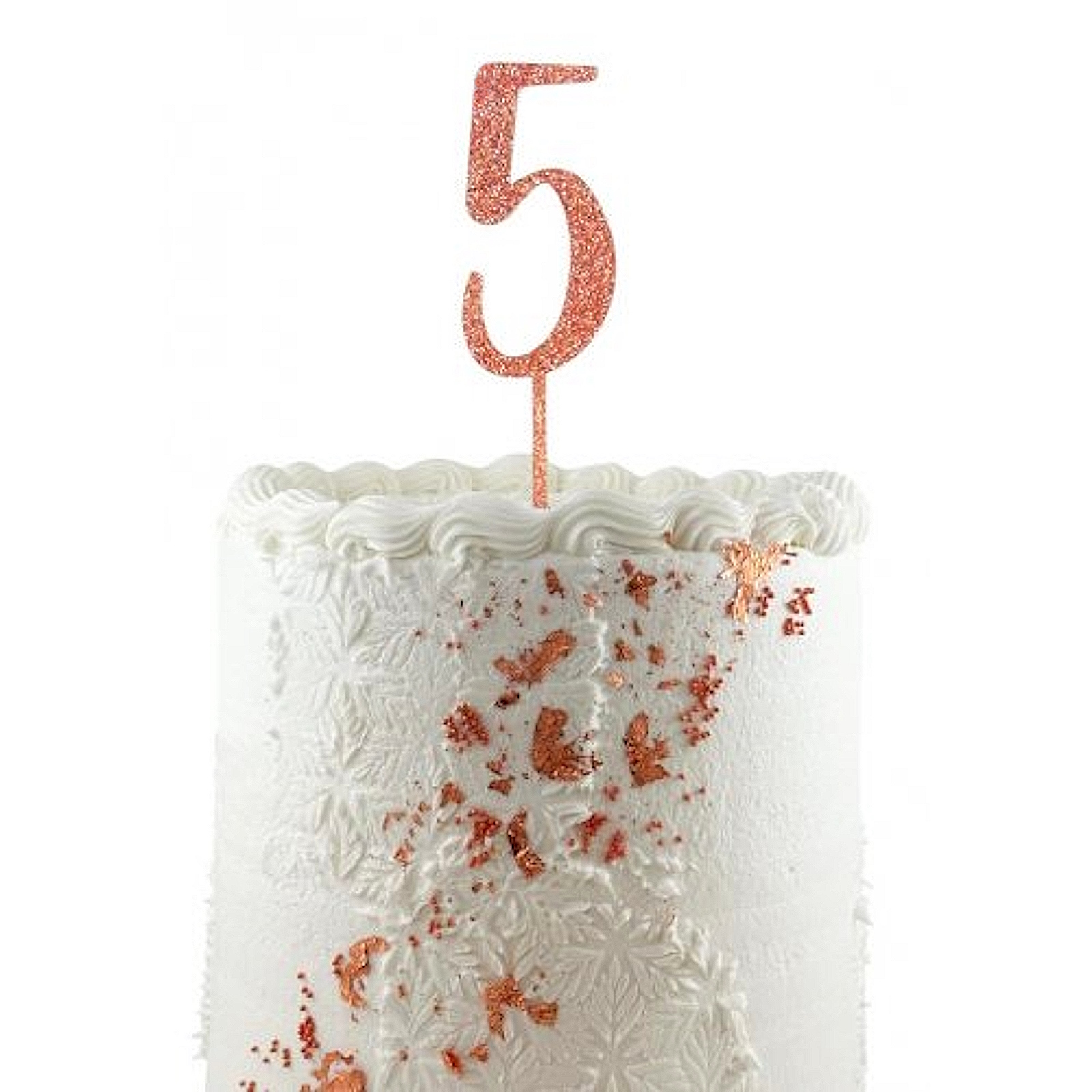 Glitter Rose Gold Acrylic Number 5 Cake Topper