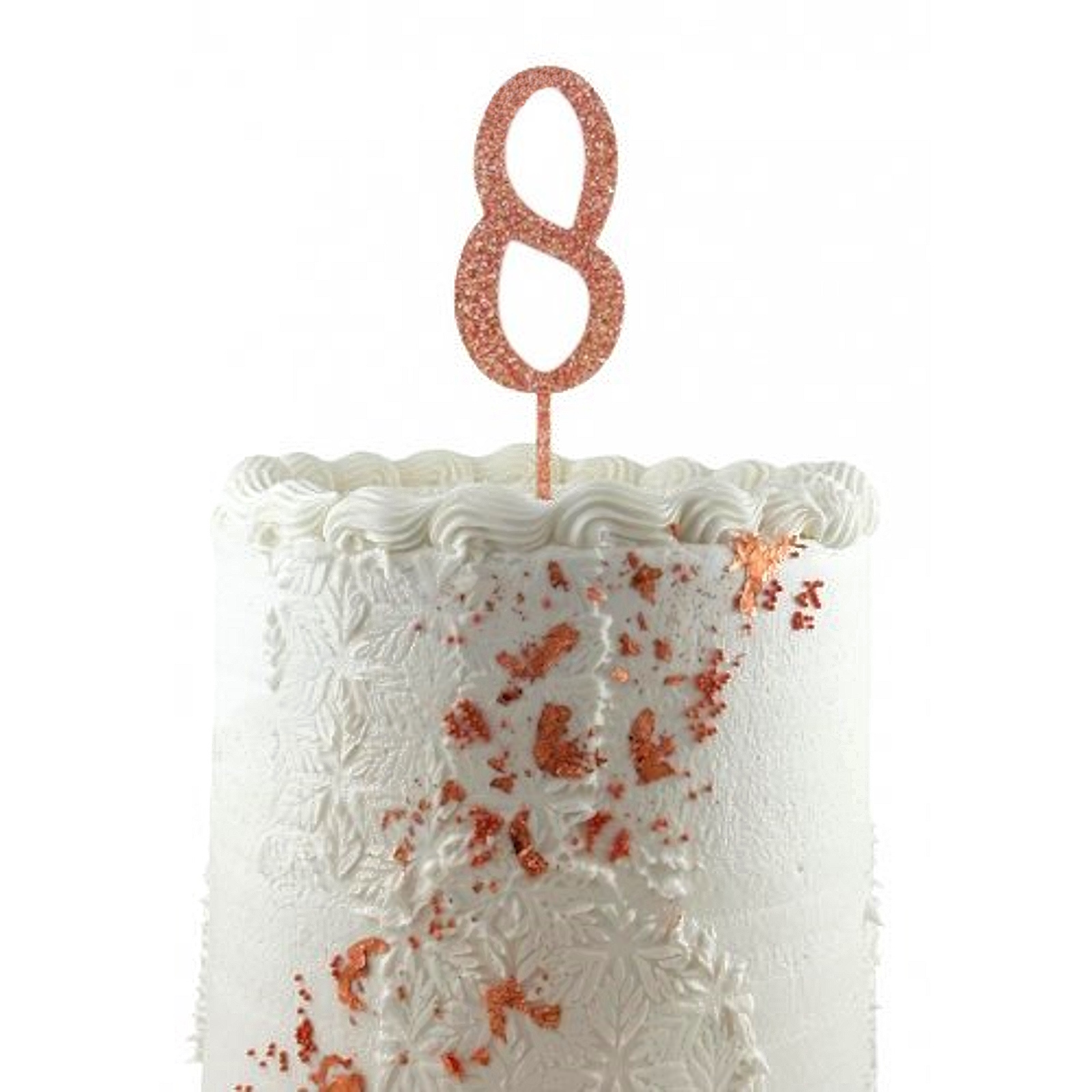 Glitter Rose Gold Acrylic Number 8 Cake Topper