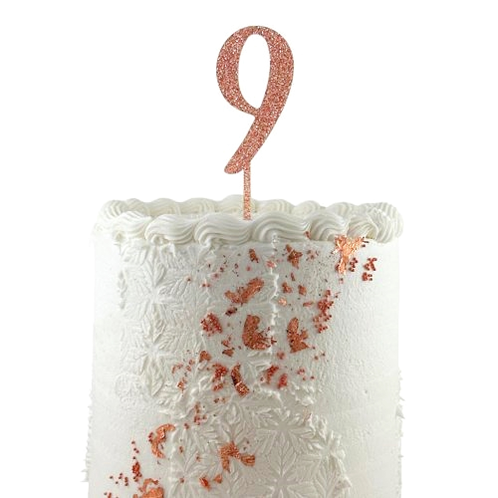Glitter Rose Gold Acrylic Number 9 Cake Topper