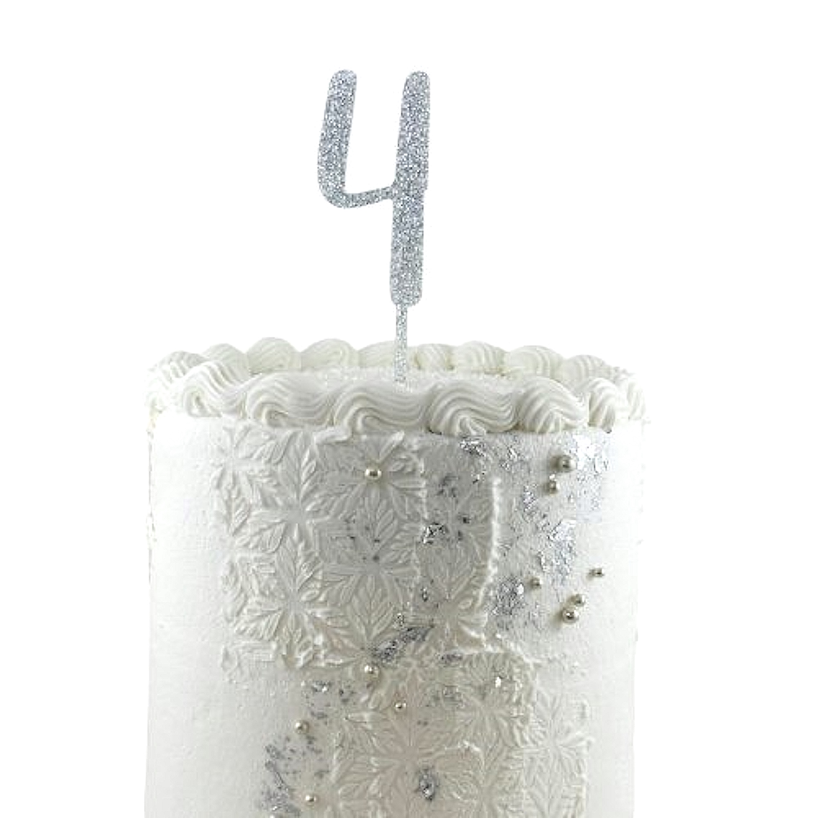 Glitter Silver Acrylic Number 4 Cake Topper