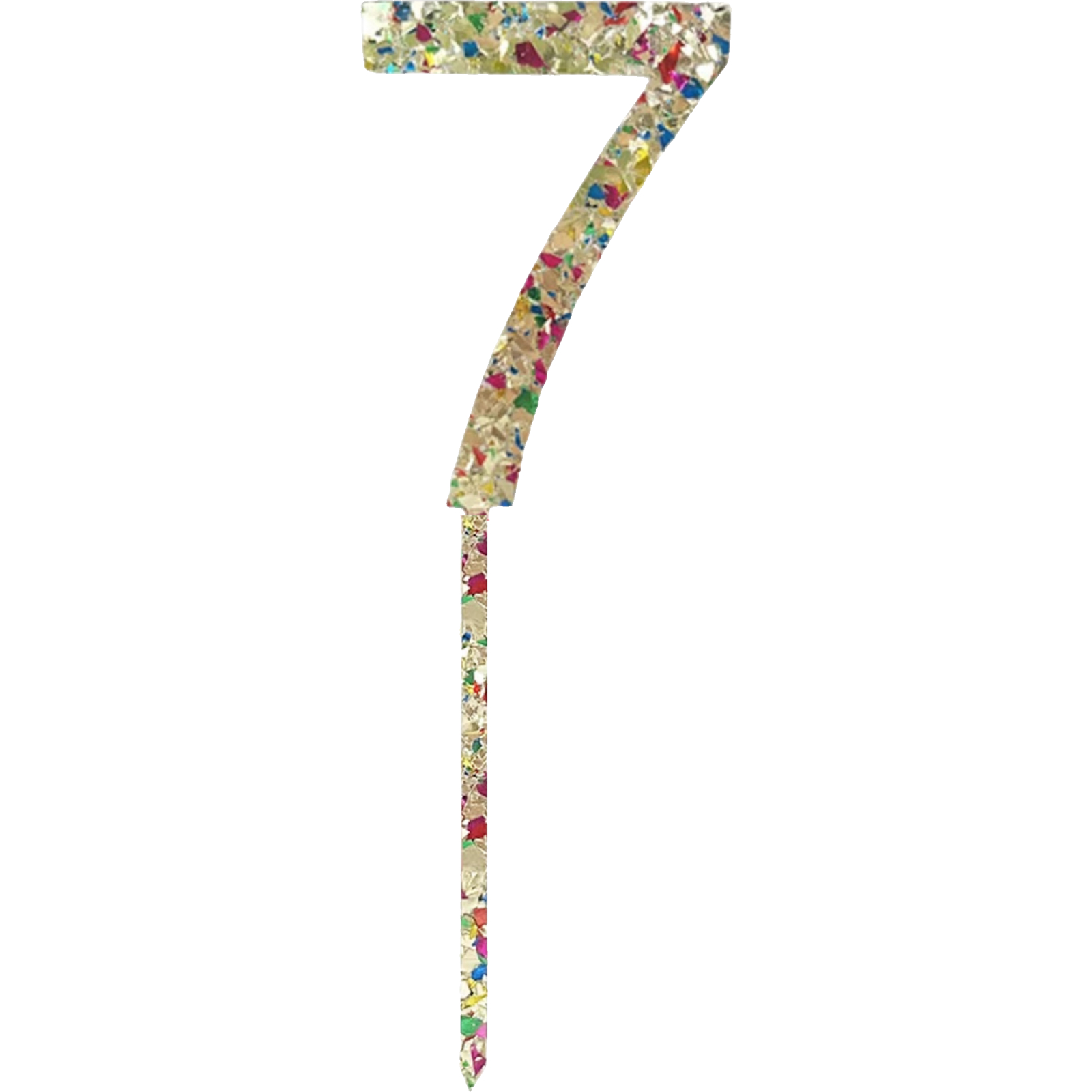 Gold Rainbow Glitter Acrylic Number 7 Cake Topper