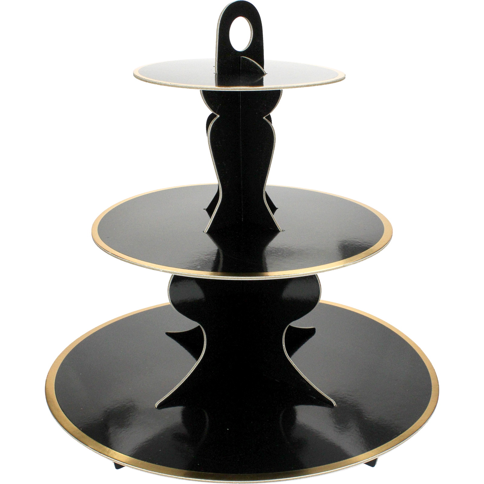 Black Cupcake Stand With Gold Trim Black Party Supplies Coloured