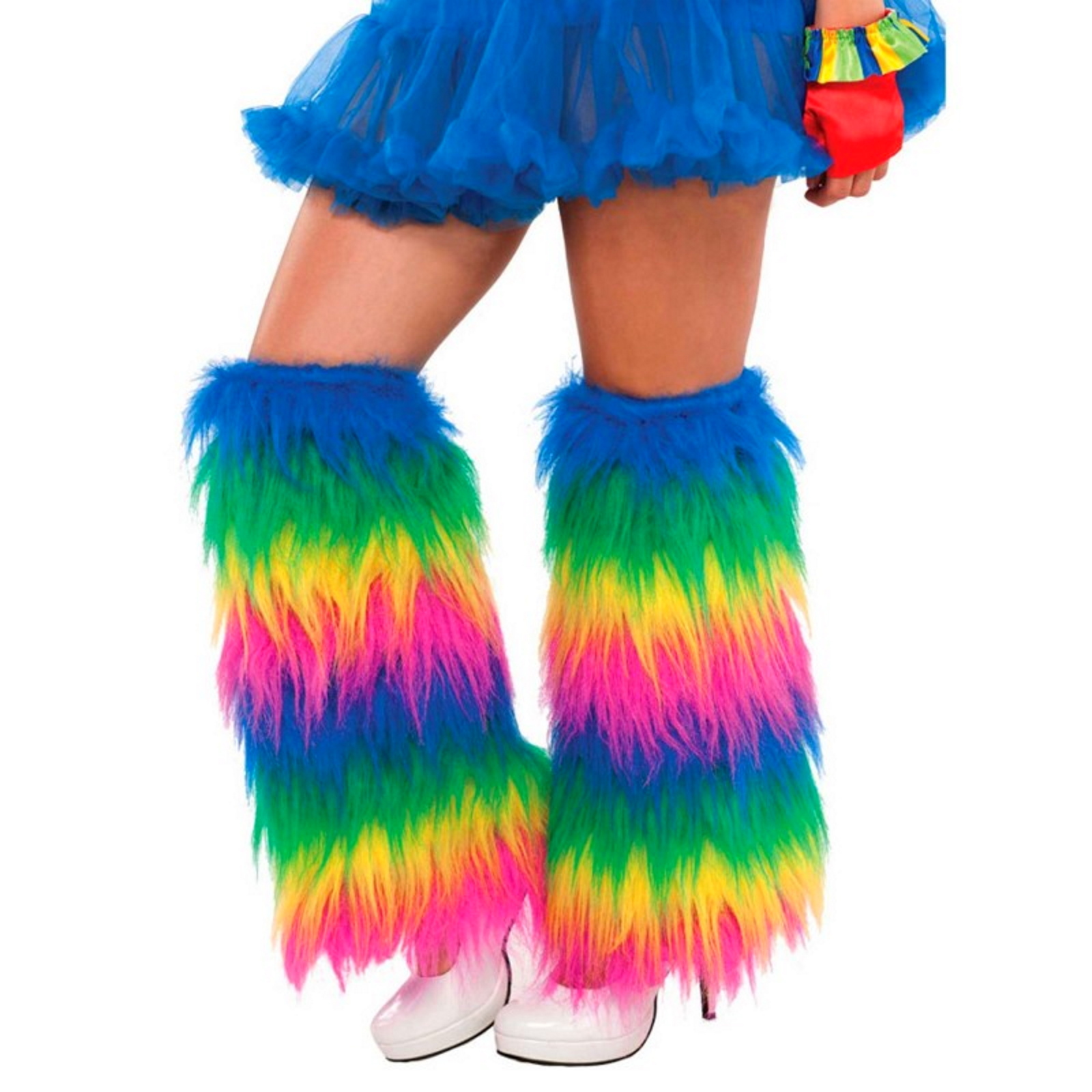 Multi Coloured Furry Leg Warmers Rainbow Party Supplies Coloured Party Supplies Discount Party Supplies Discount Party Supplies