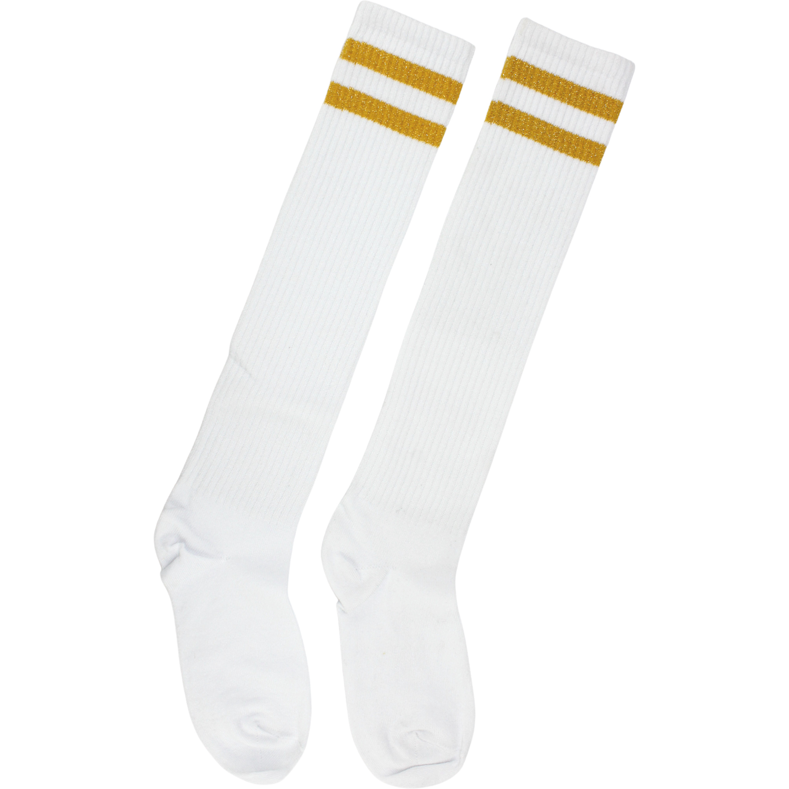White & Gold Glitter Striped Knee Socks (1Pair)
