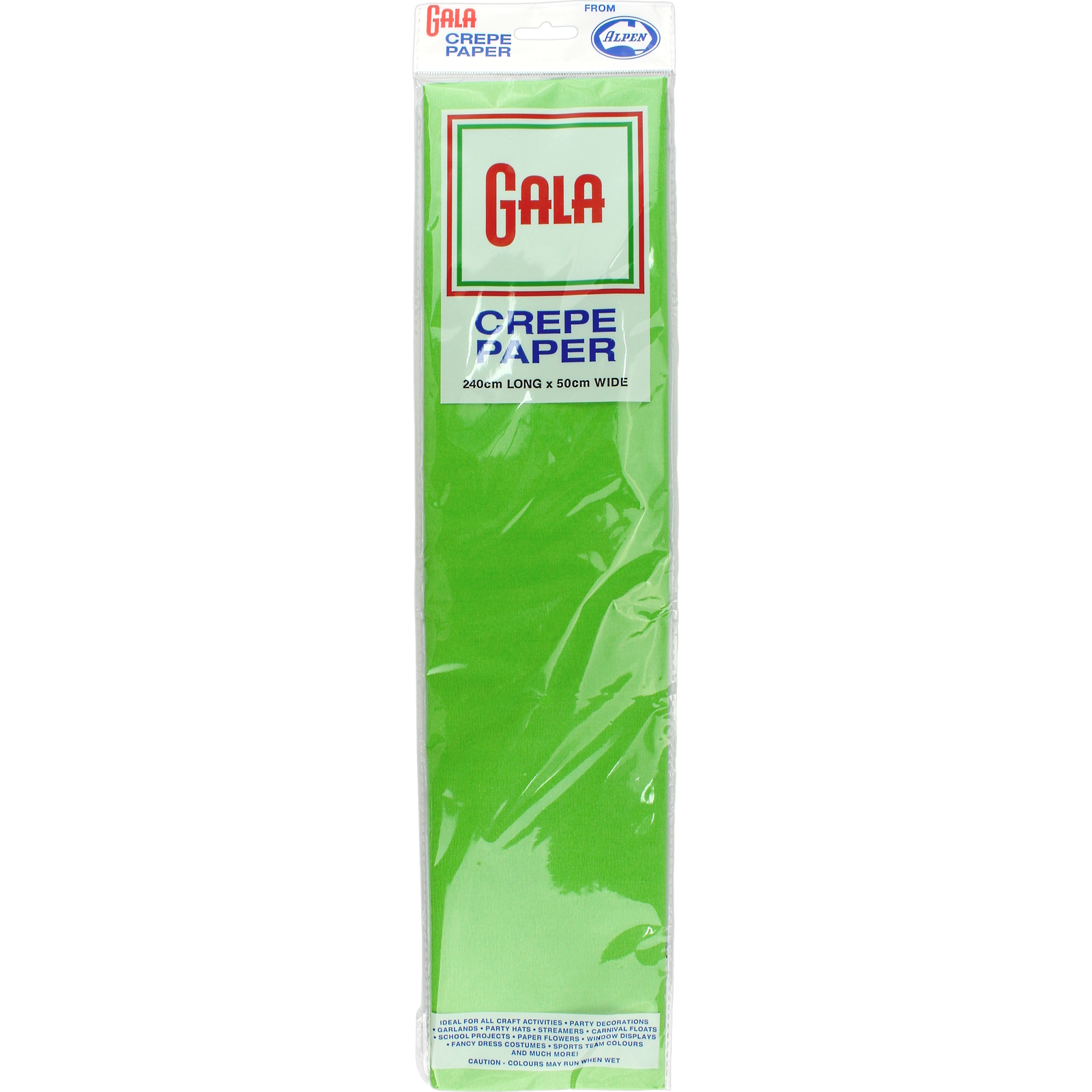 Gala Lime Green Crepe Paper 240cm x 50cm (1 Sheet)