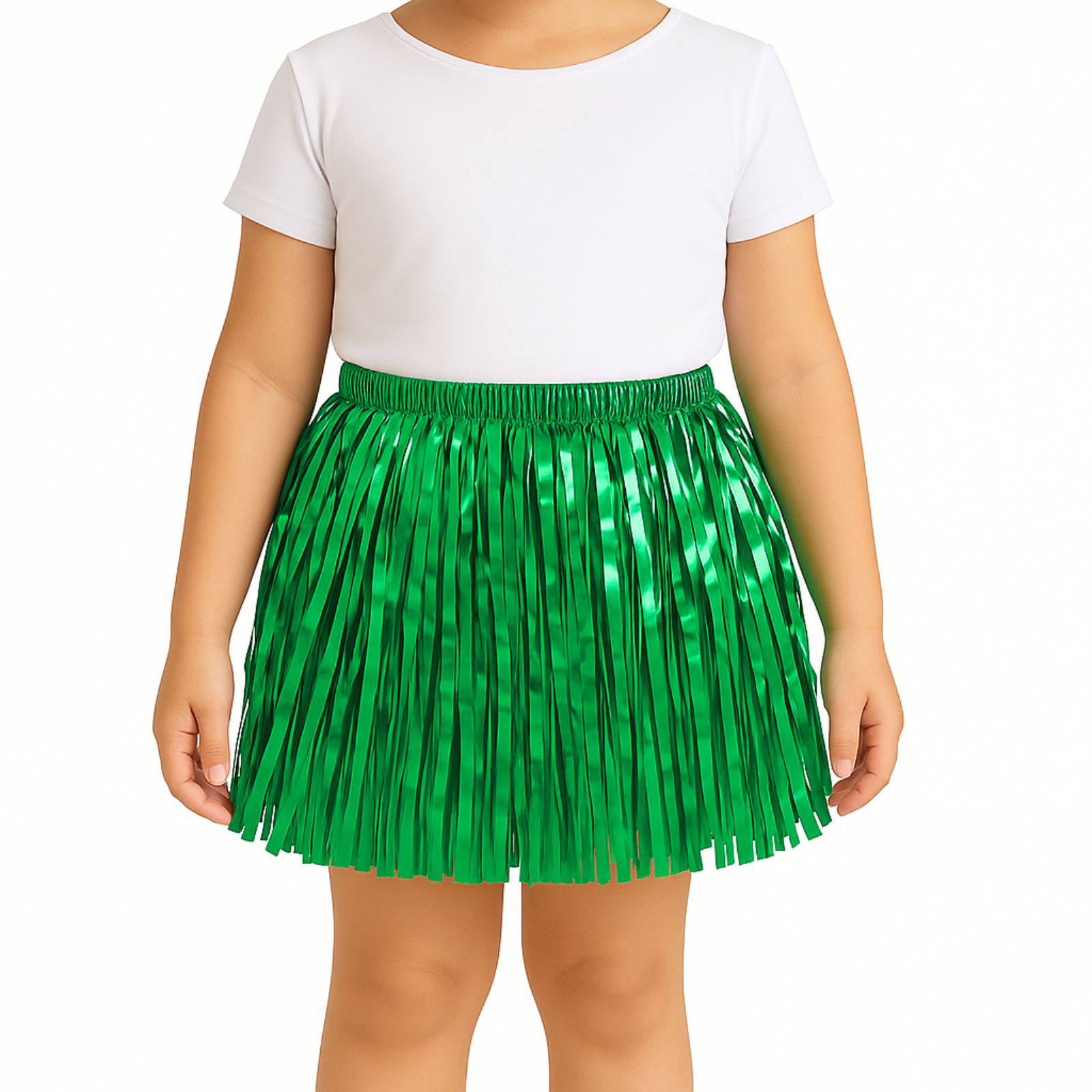 Kids Green Metallic Tinsel Fringe Skirt