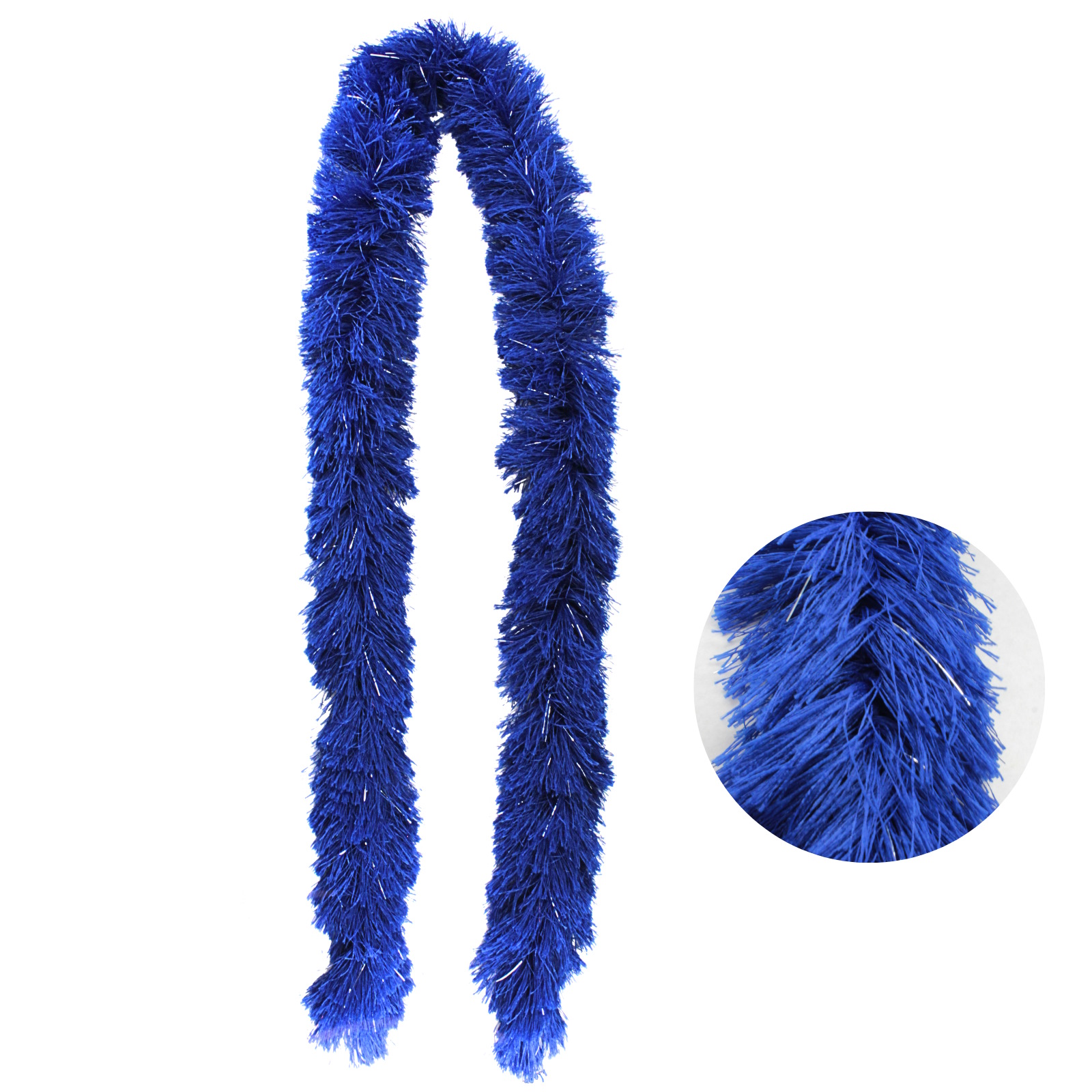 Royal Blue And Silver Fringe Boa