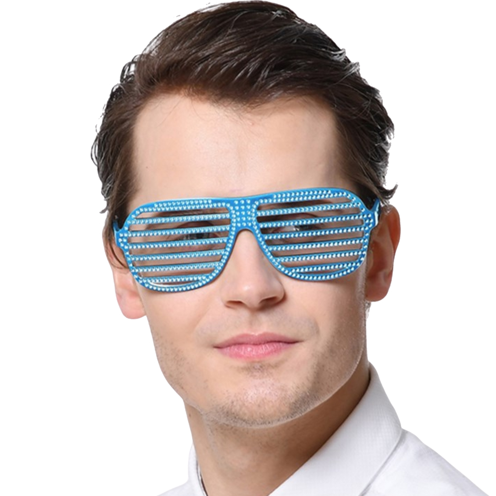 Light Blue Bling Shutter Shade Glasses