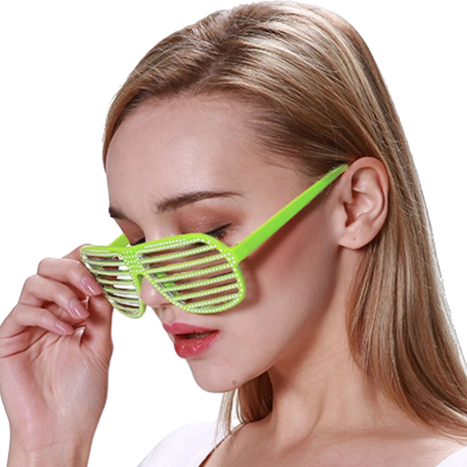 Bright Green Bling Shutter Shade Glasses