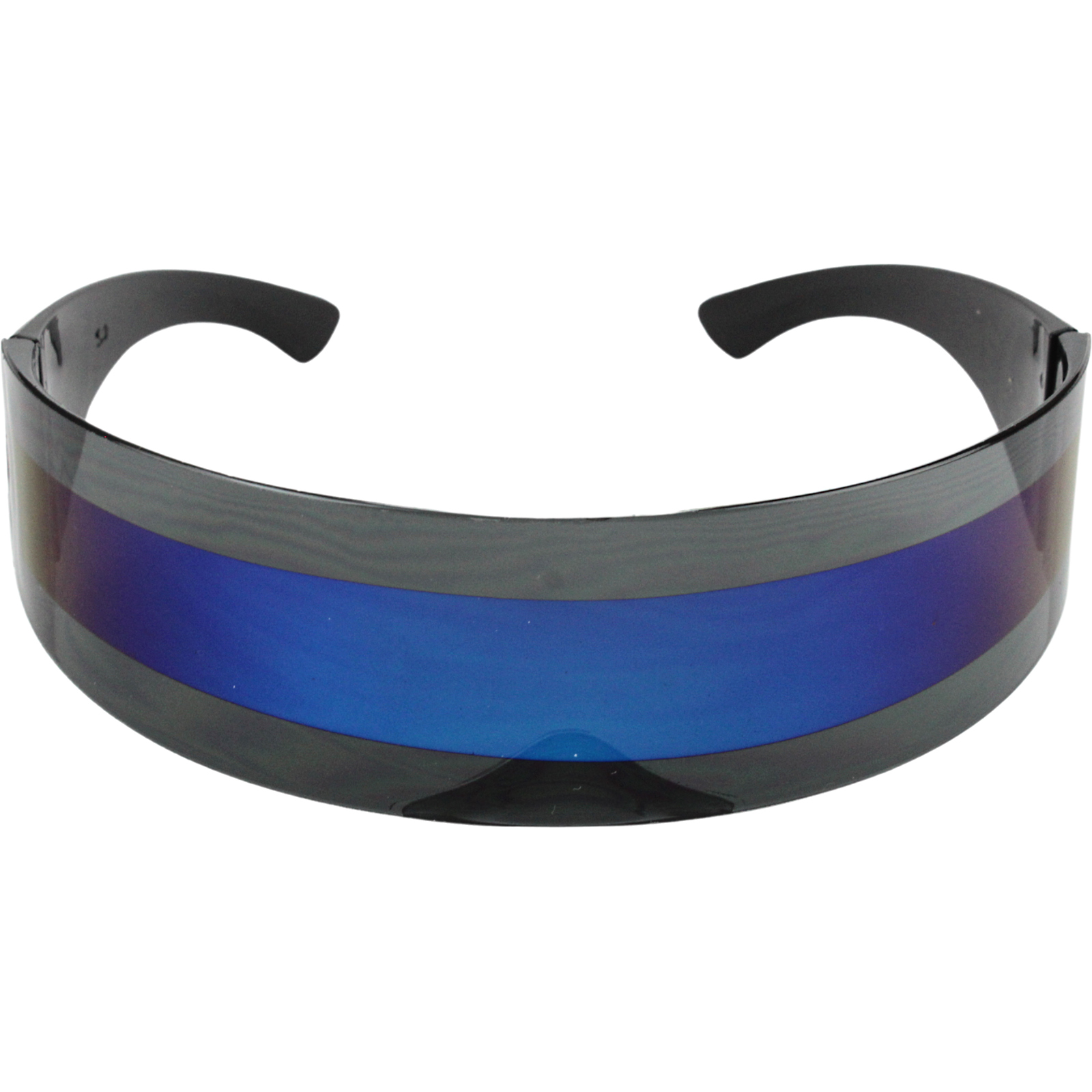 Futuristic Blue Mirror Wrap Glasses 