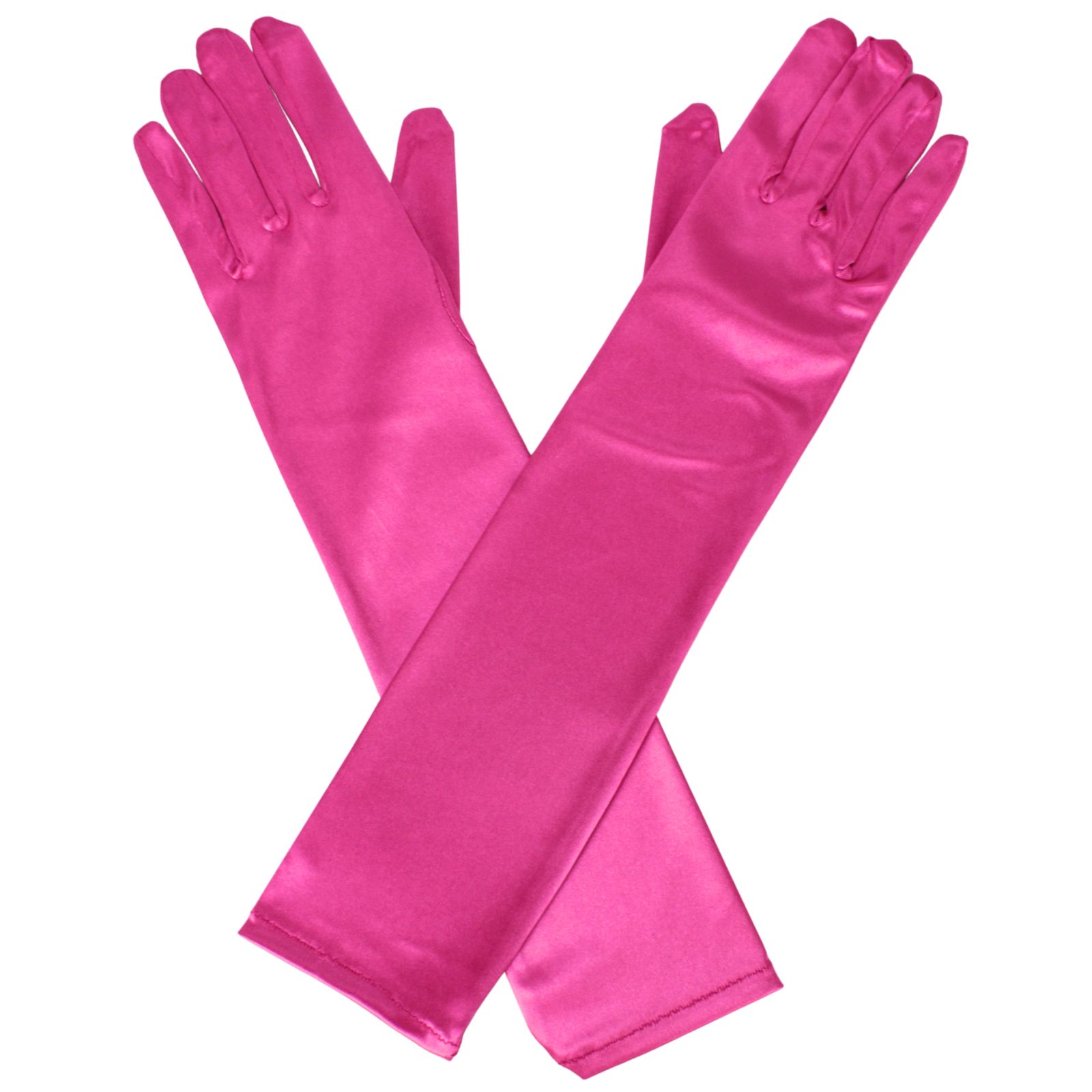 Adult Long Hot Pink Satin Gloves