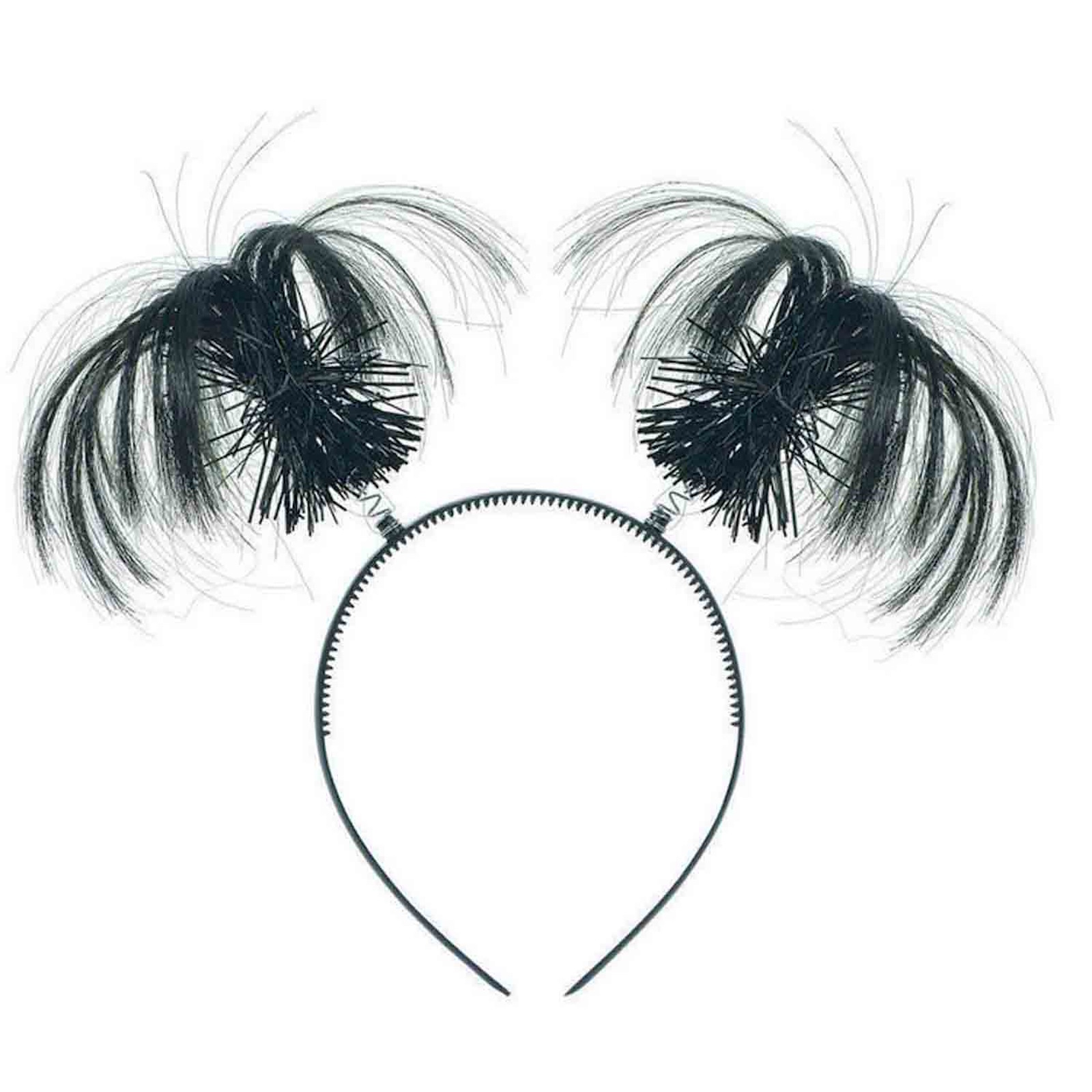 Black Ponytail Headbopper with Tinsel 
