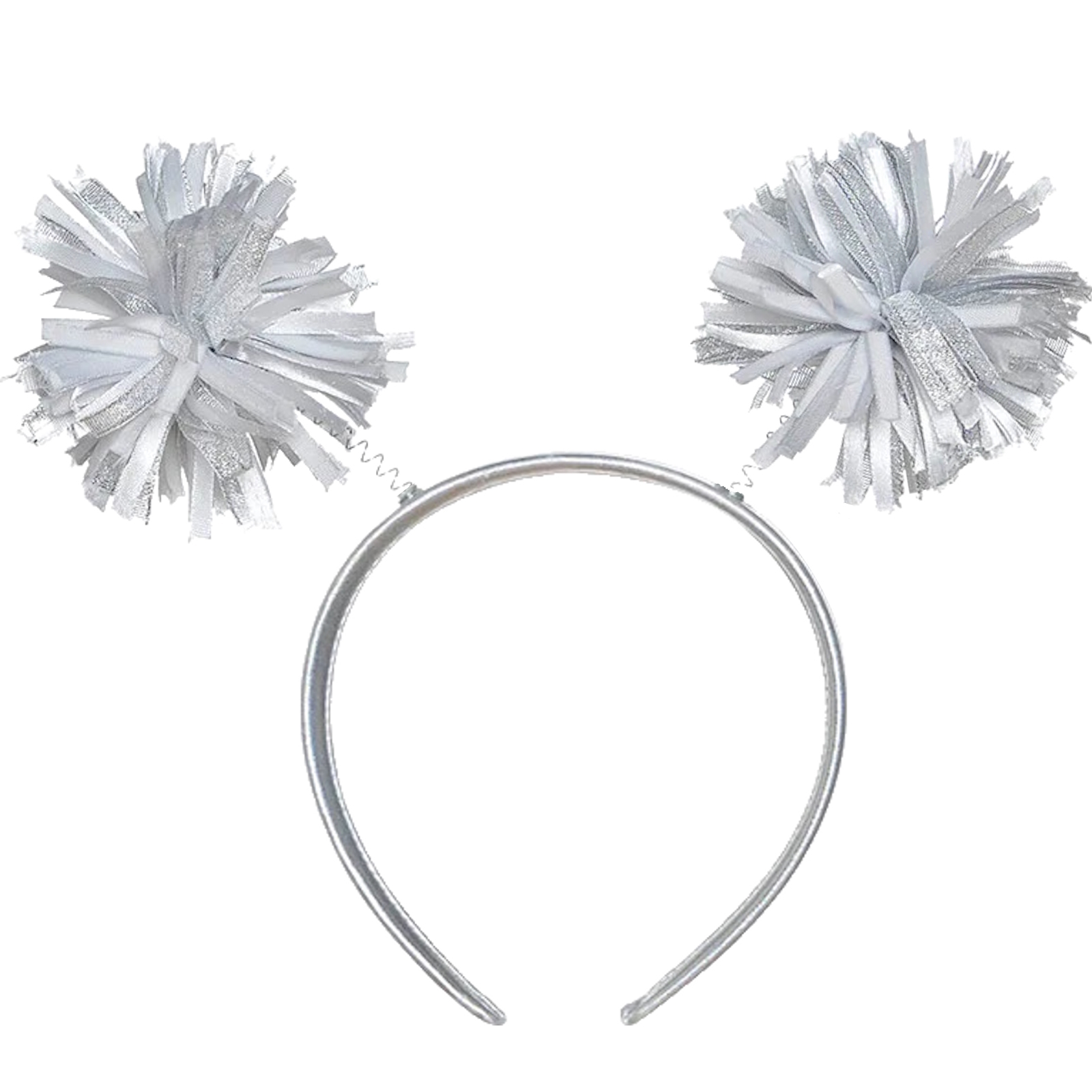 Silver Ribbon Pom Pom Headbopper Headband