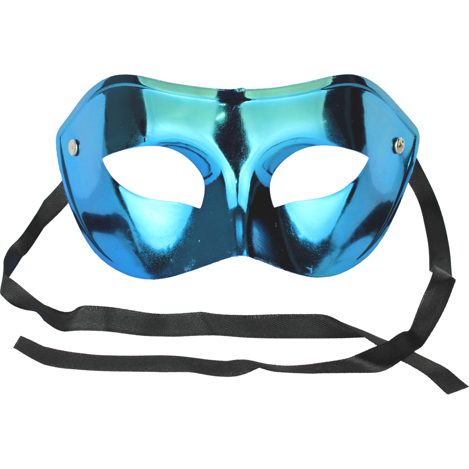Metallic Blue Plastic Masquerade Mask
