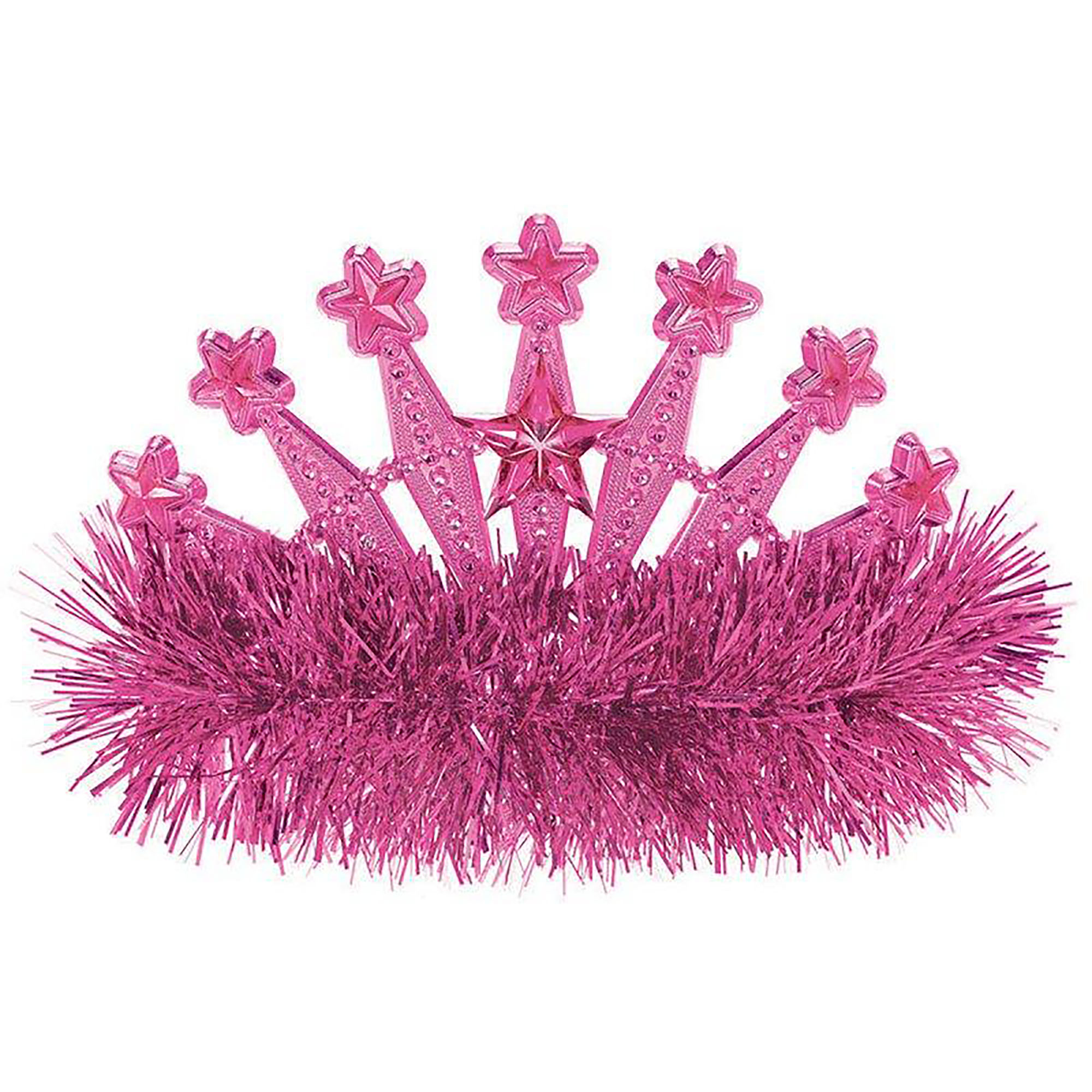 Pink Star Tiara With Tinsel