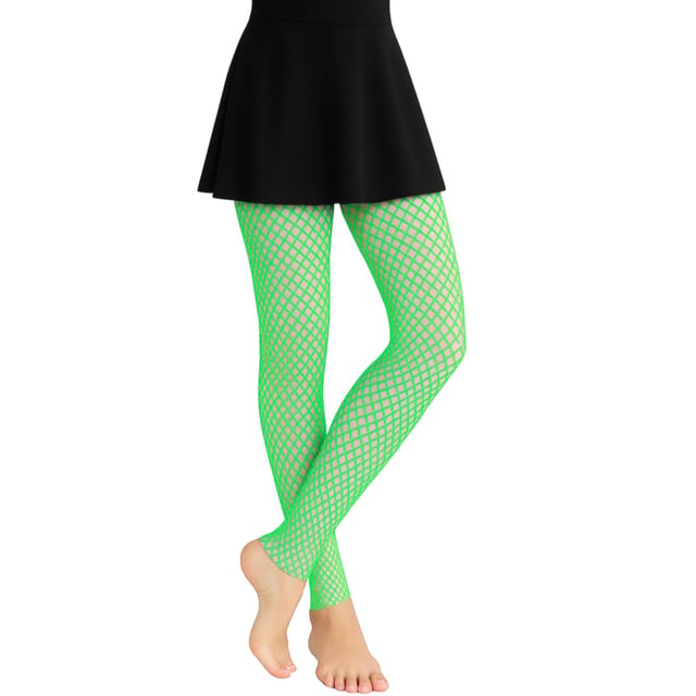 Neon Green Footless Fishnet Tights - Discount Party Supplies