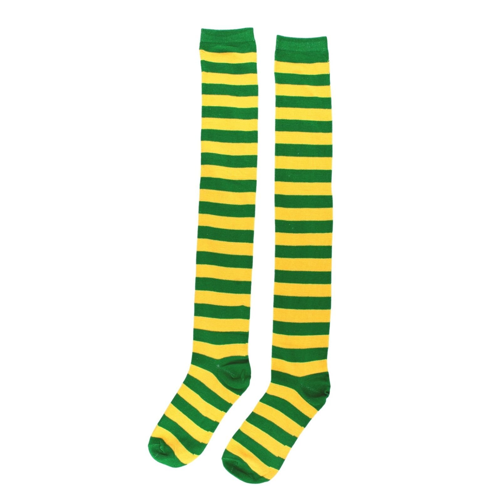 Over The Knee Green & Yellow Striped Socks (1 Pair)