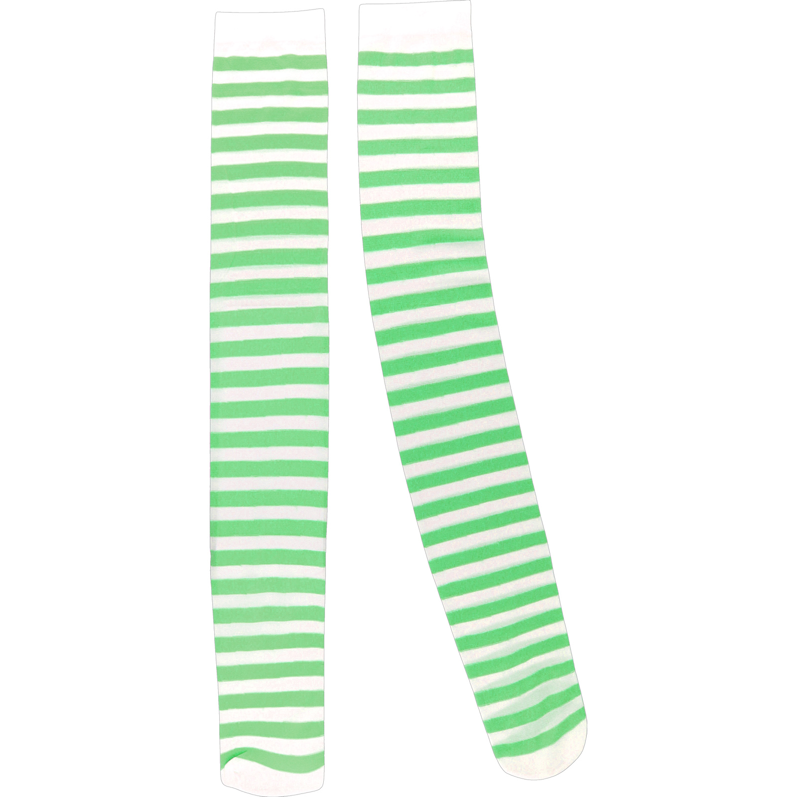 Over The Knee Green & White Striped Stockings (1 Pair) 