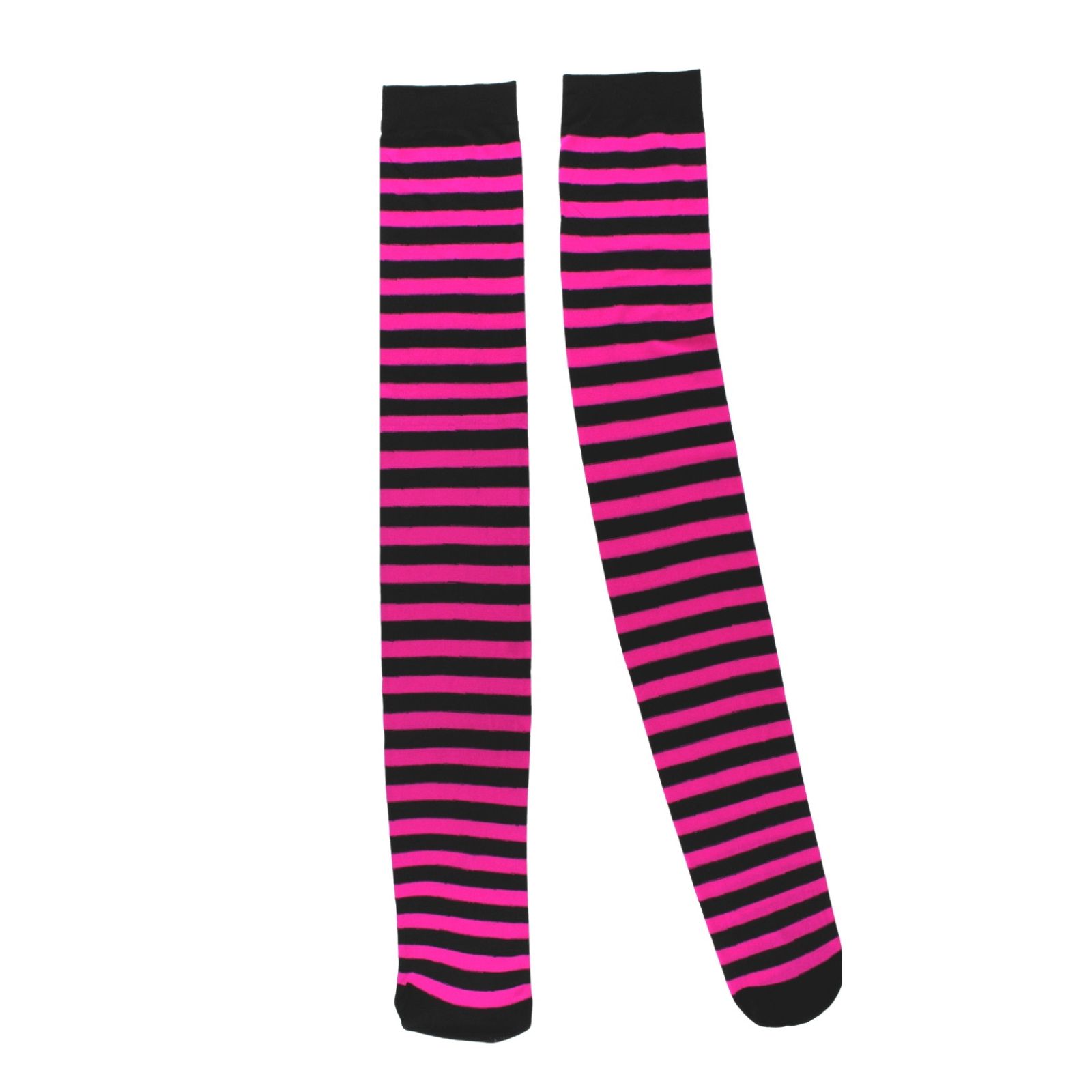 Over The Knee Hot Pink & Black Striped Stockings (1 Pair)