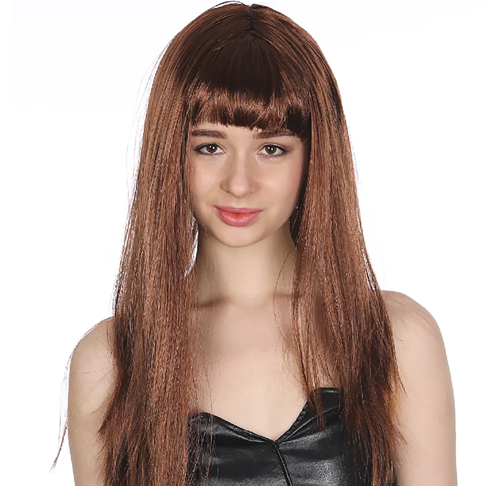 Long wig with outlet fringe