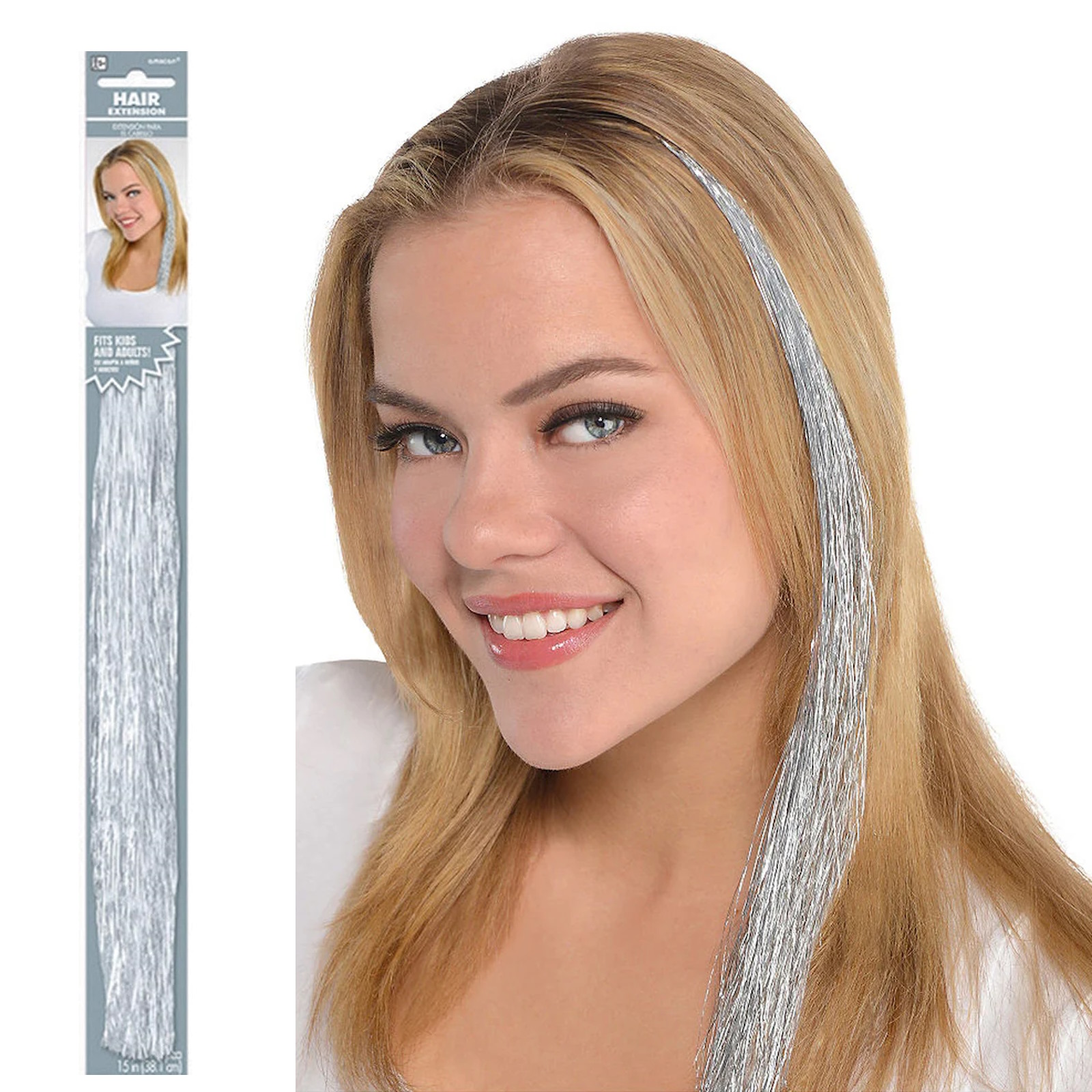 Silver Clip In Hair Extension - Discount Party Supplies