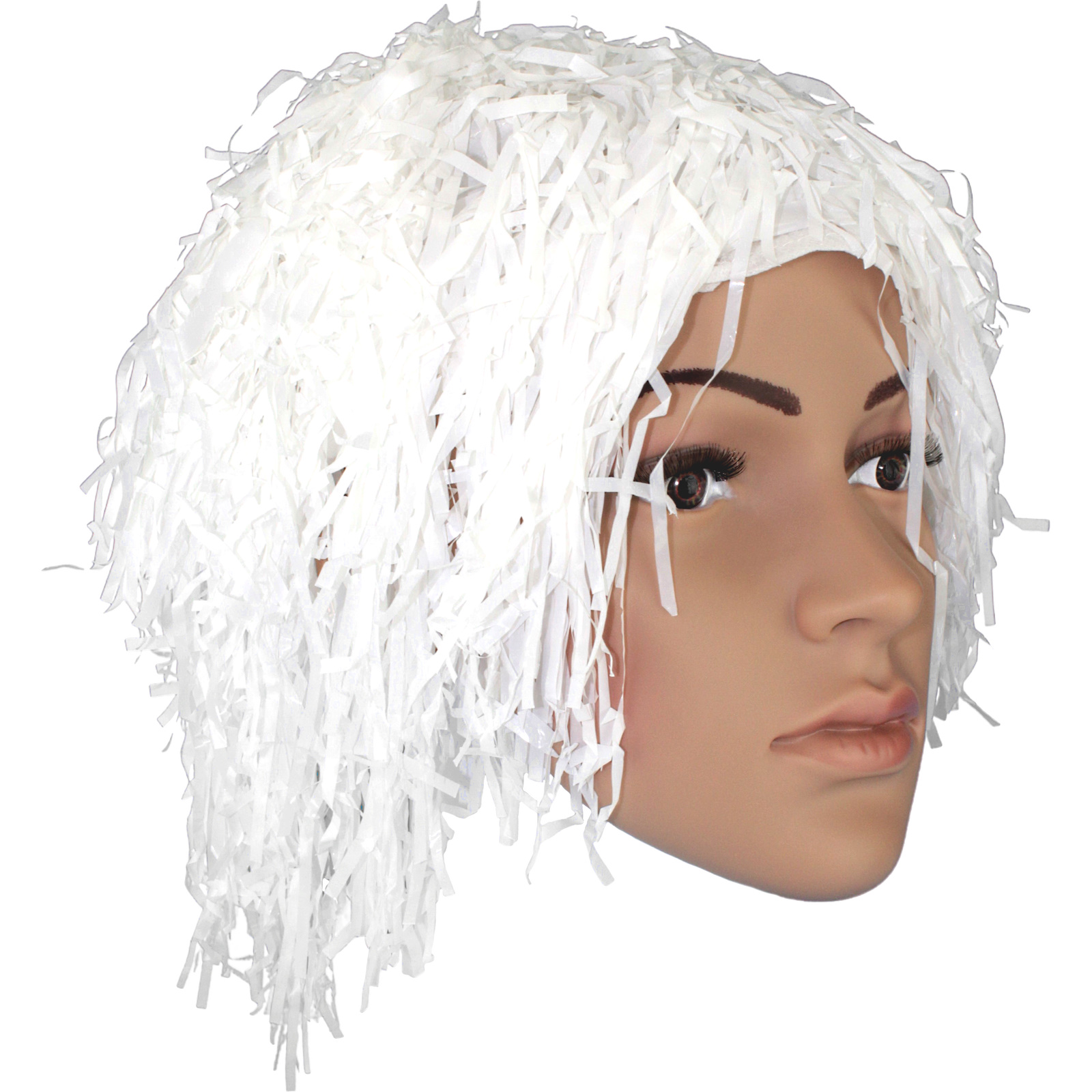 White Pom Pom Head Fun Plastic Wig