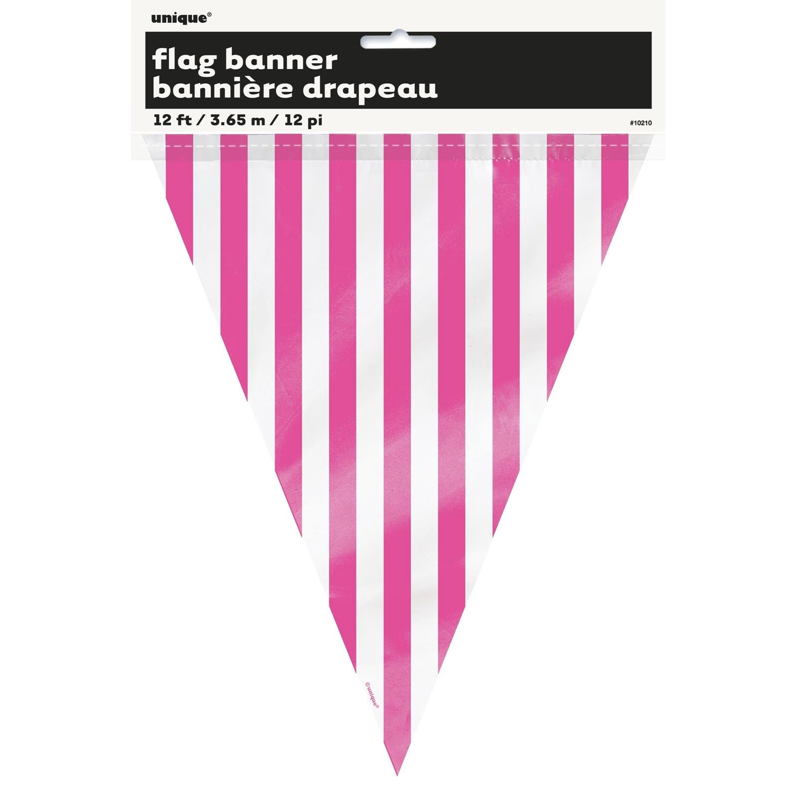 Pink and White Striped Flag Banner