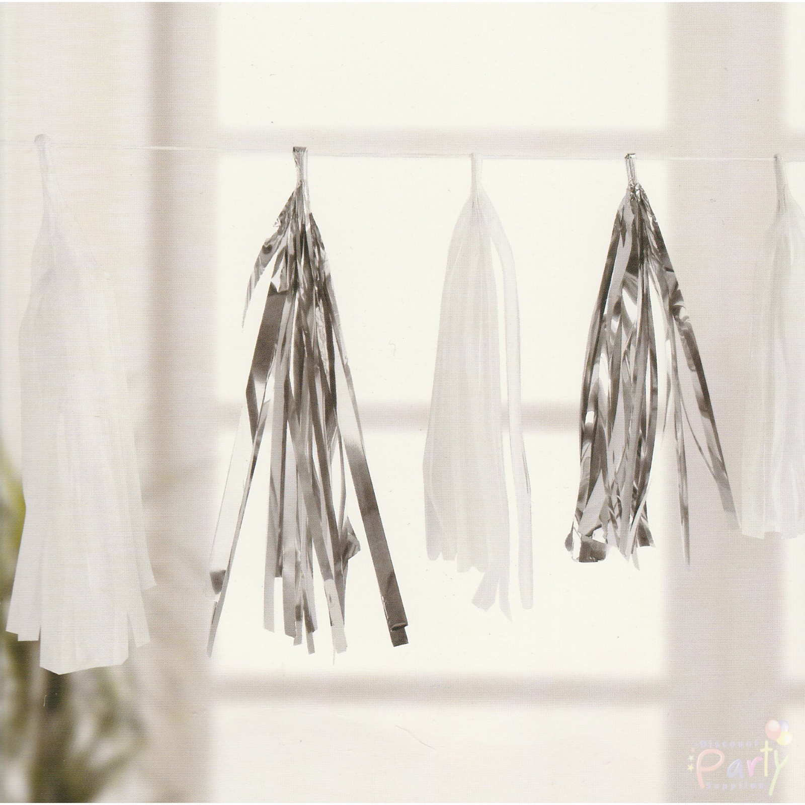 Silver and White Tassel Garland Banner