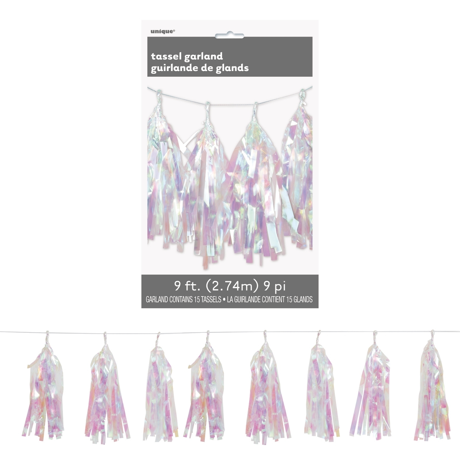 Iridescent Plastic Tassel Garland