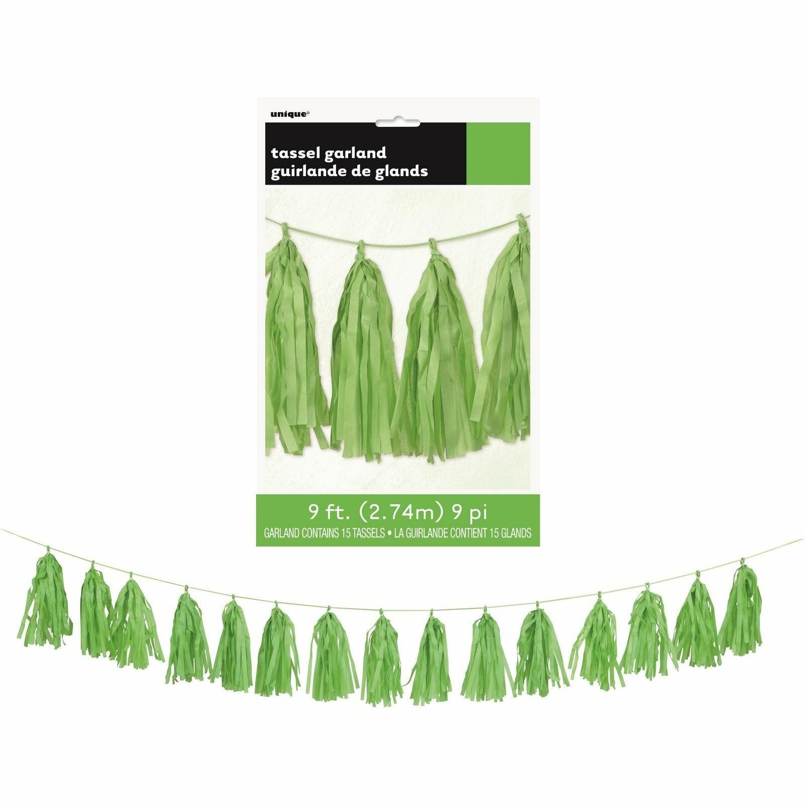 Lime Green Tissue Paper Tassel Garland