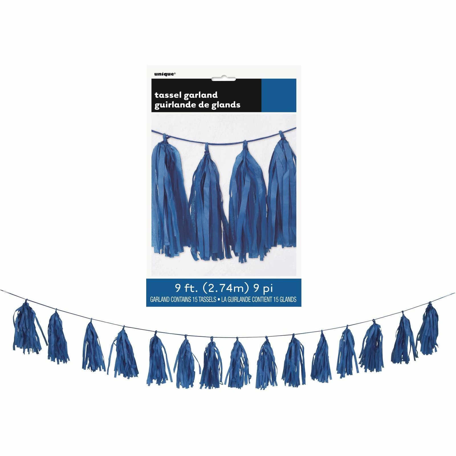 Blue Tissue Paper Tassel Garland