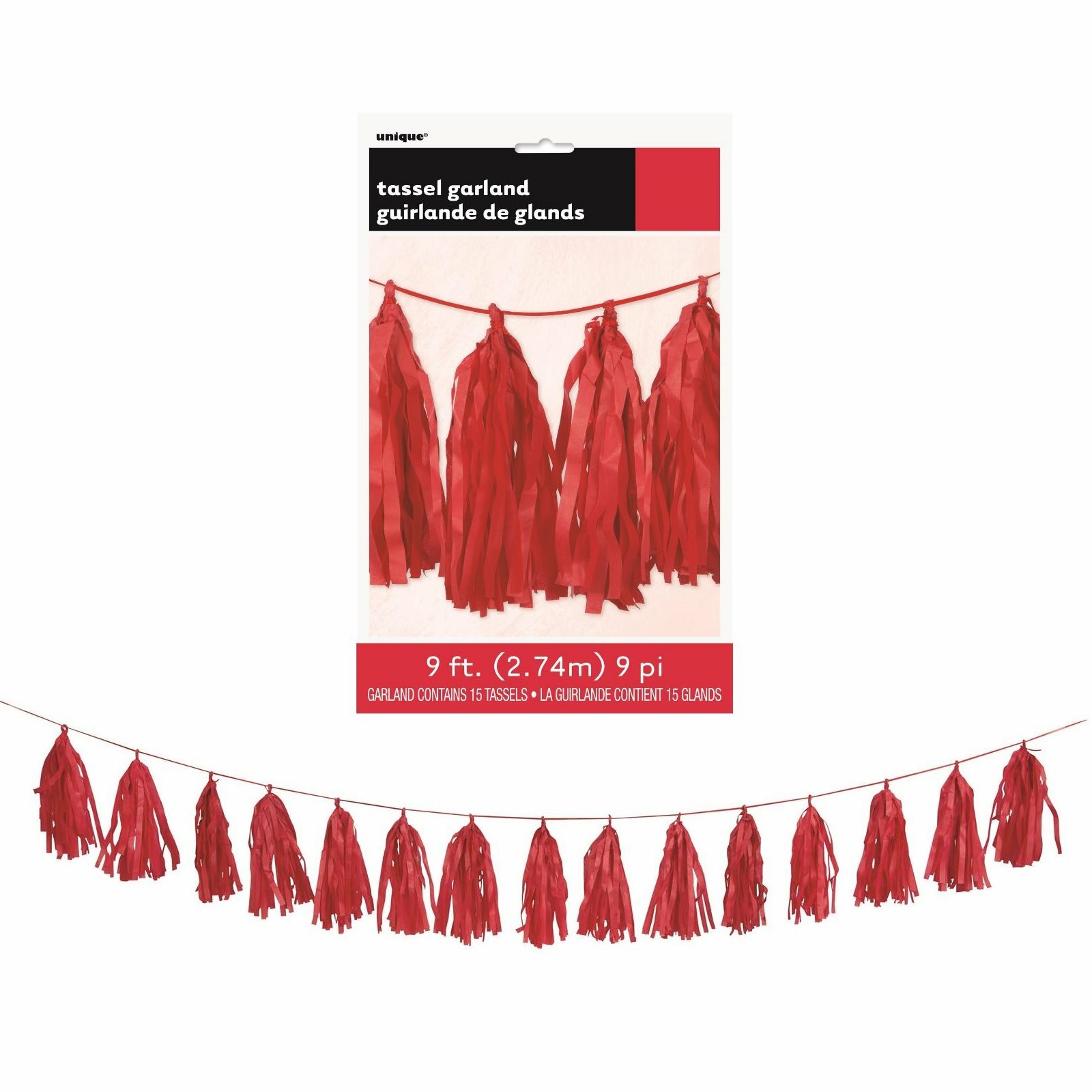 Red Tissue Paper Tassel Garland