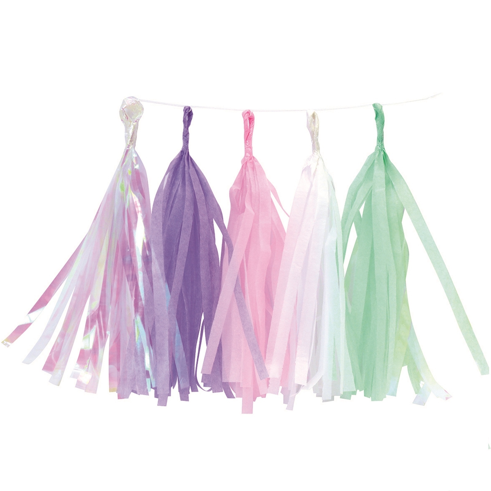 Iridescent Purple Pink and Mint Tassel Garland
