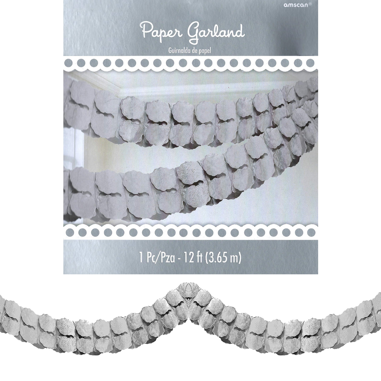Silver Paper Garland 3.65m