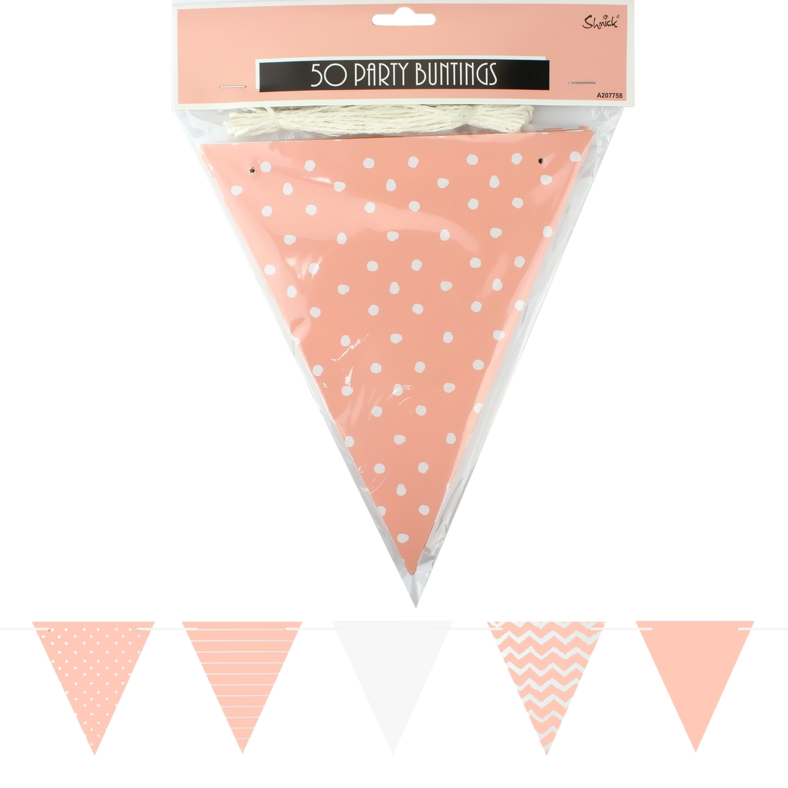 Pastel Coral and White Dots Stripes Chevron Flag Banner